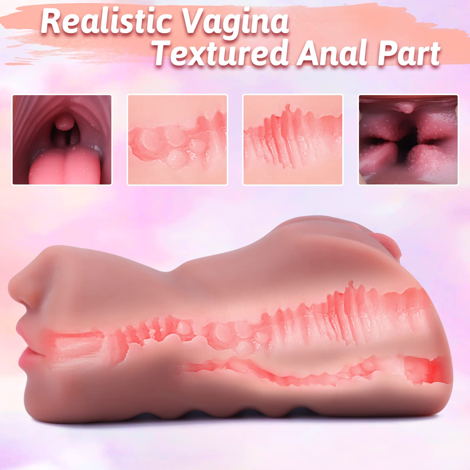 Realistic 3-in-1 Male Masturbator with 3D Vagina & Anal - Portable Adult Sex Toy for Men, Blowjob Simulator, Discreet Pleasure Device - Perfect for Solo Play, Travel & Private Enjoyment