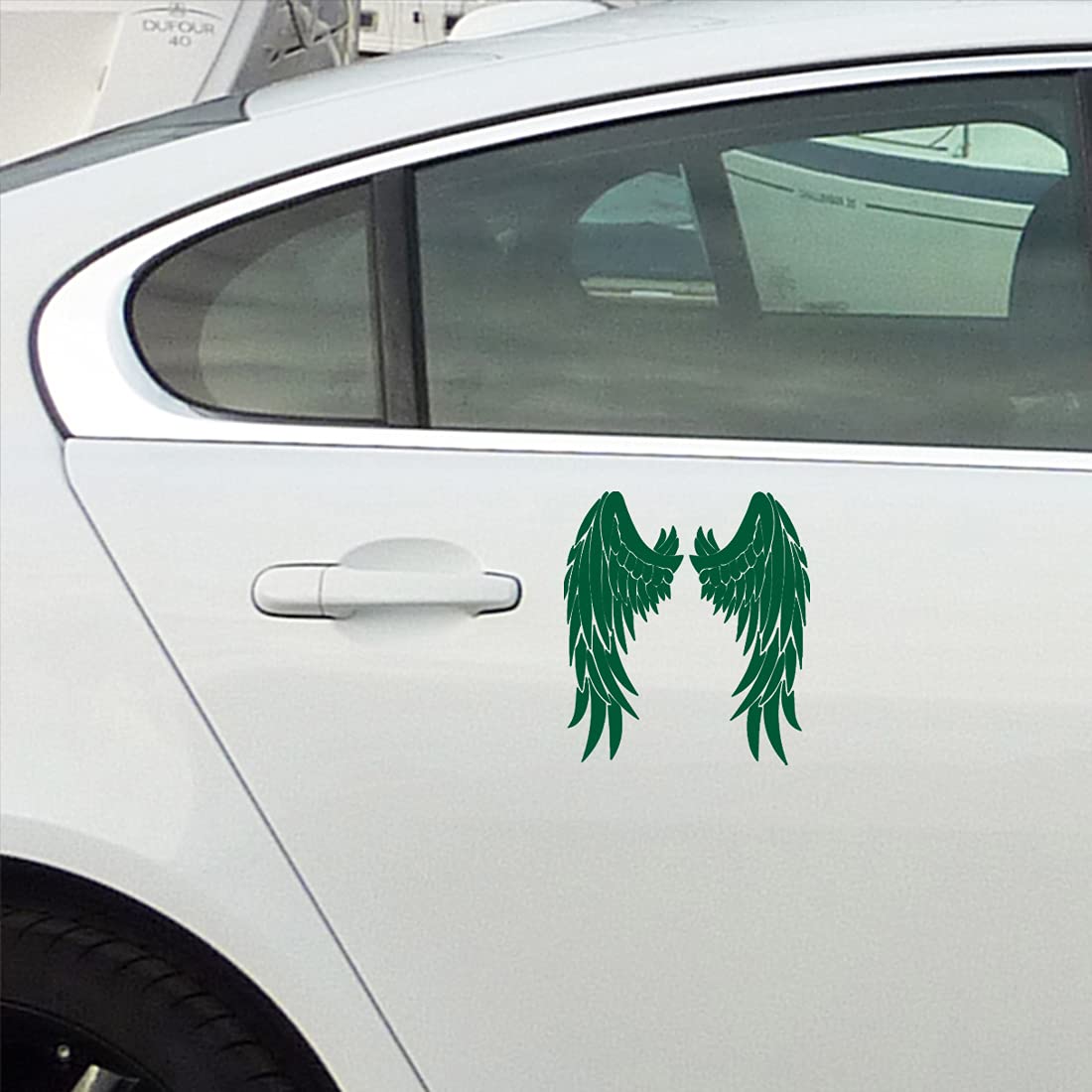 Premium Waterproof Vinyl Decal Stickers (Set of 2) - Saint Wings Lovely Green Design for Laptop, Phone, Helmet, Car Window, Bumper, Mug, Cup, Door & Wall - Perfect for Personalizing Devices, Home Decor, and Gift Giving