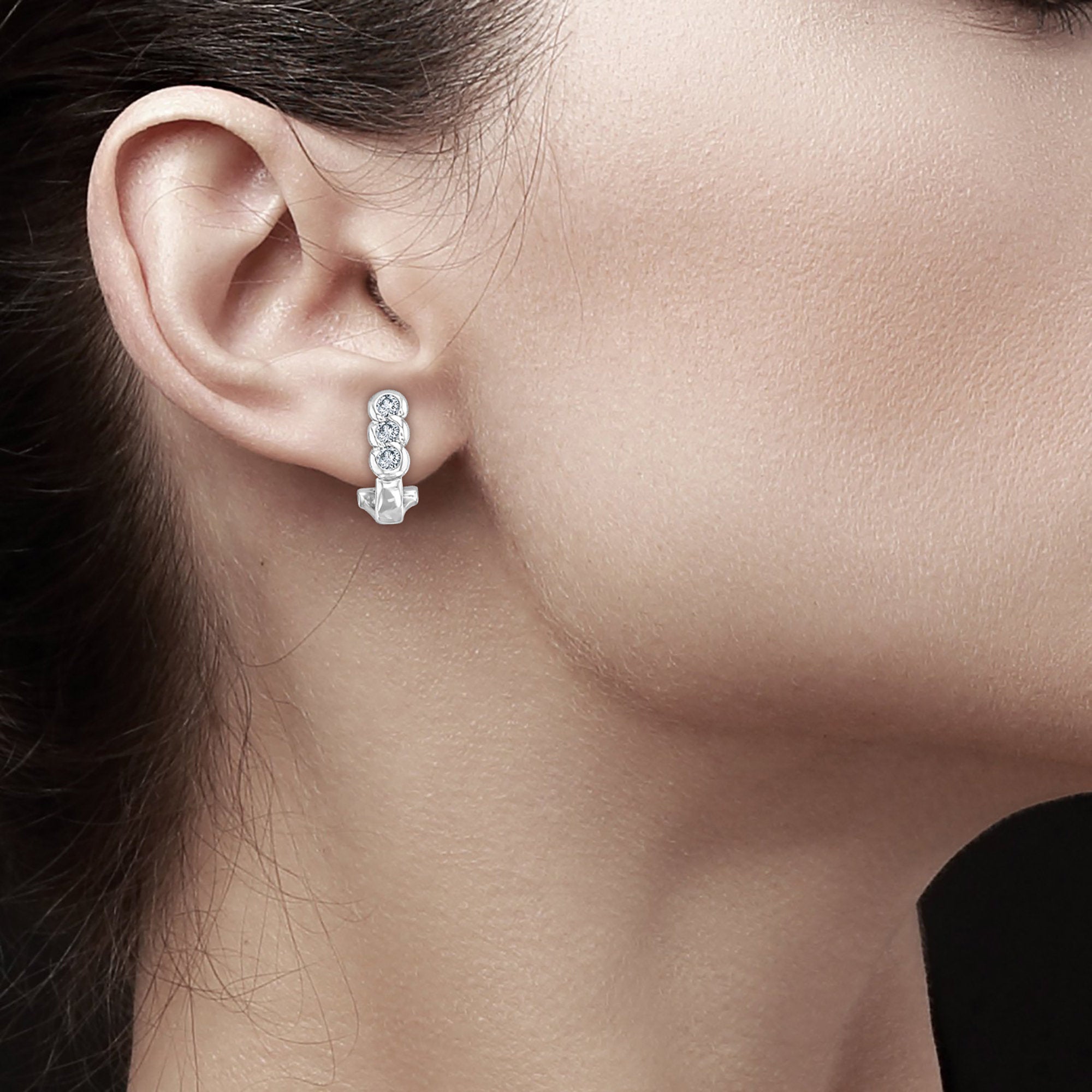 14K White Gold Diamond Bezel Earrings 0.43cttw - Elegant Stud Earrings for Women, Perfect for Weddings, Parties & Everyday Wear