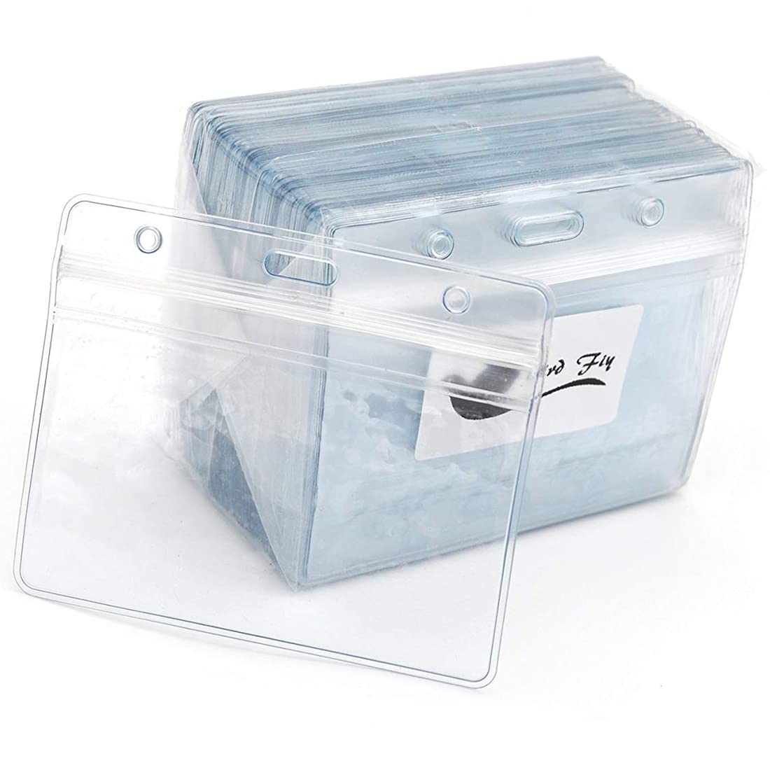 4x3 Waterproof ID Badge Holder with Lanyard - 50 Pack for Conferences & Events