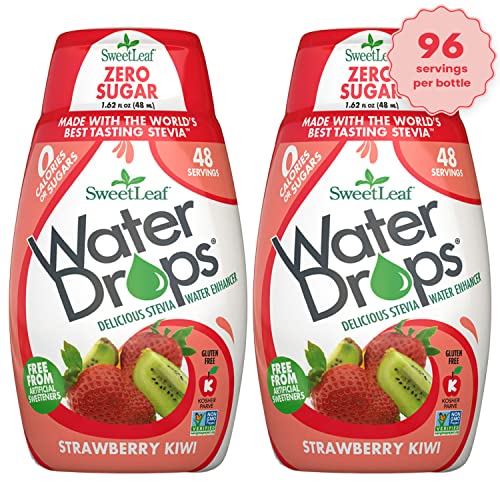SweetLeaf Sugar Free Strawberry Kiwi Water Enhancer Drops with Stevia - 1.62 Oz (Pack of 2) | Natural Flavoring for Water, Tea & Smoothies | Keto & Vegan Friendly Hydration Boost