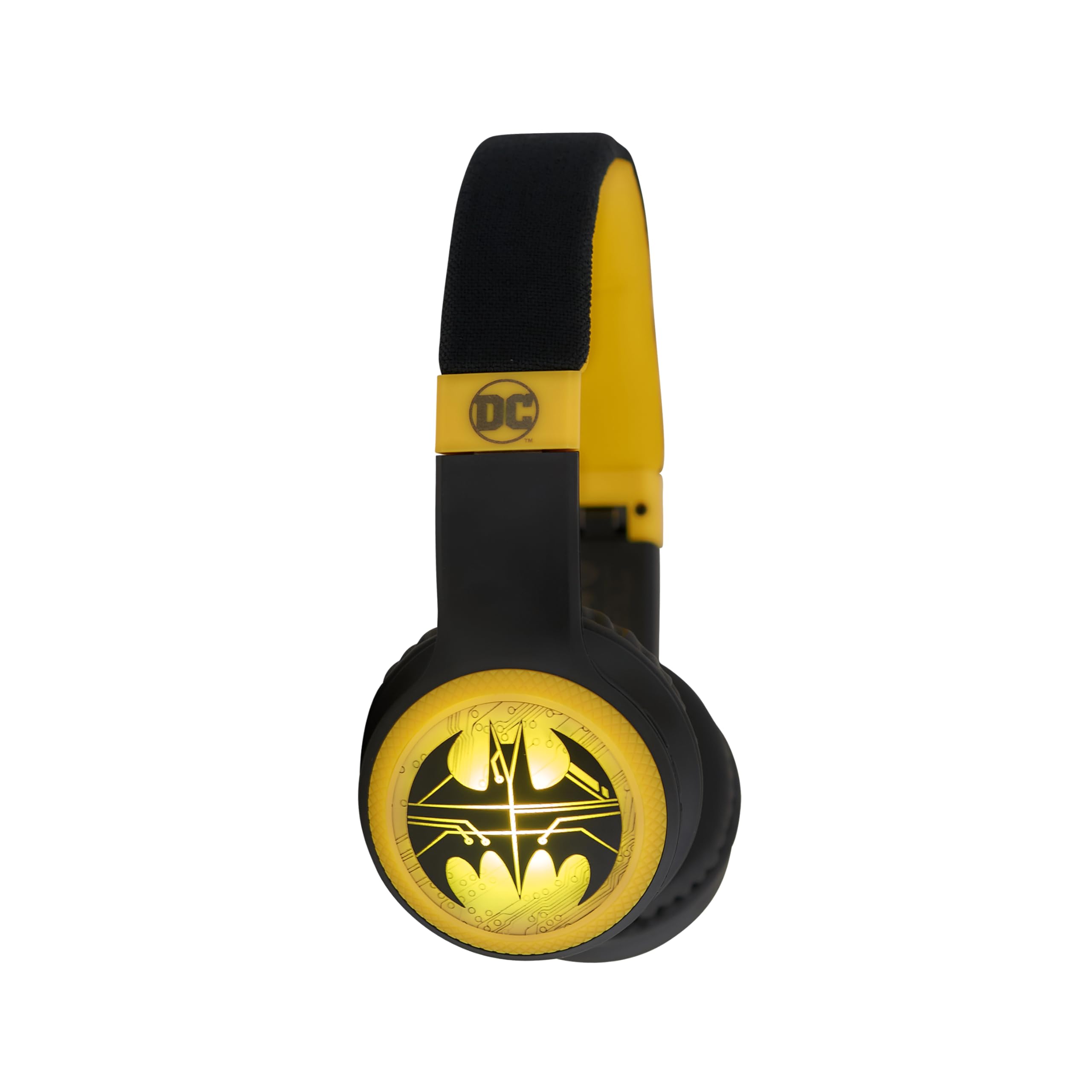 Batman DC Comics Bluetooth & Wired 2-in-1 Light-Up Headphones with Adjustable Headband, Built-in Mic for Calls - Perfect for Gaming, Movies & Superhero Fans