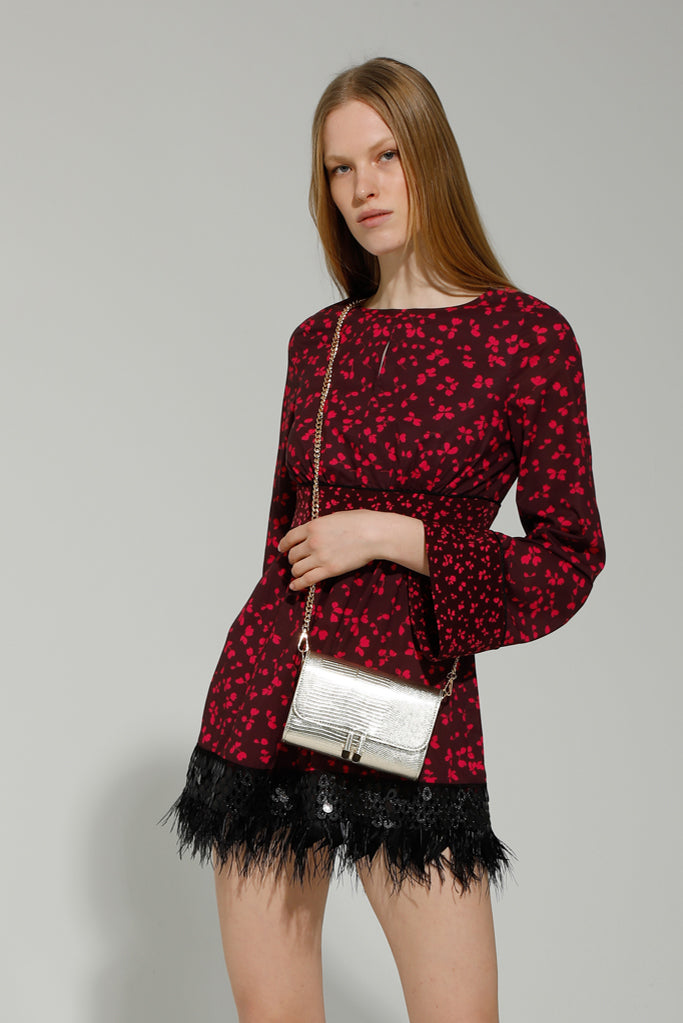 Astra Mini Dress - Women's Short Sleeve Party Dress in Pink & Burgundy for Cocktail, Date Night & Summer Outfits