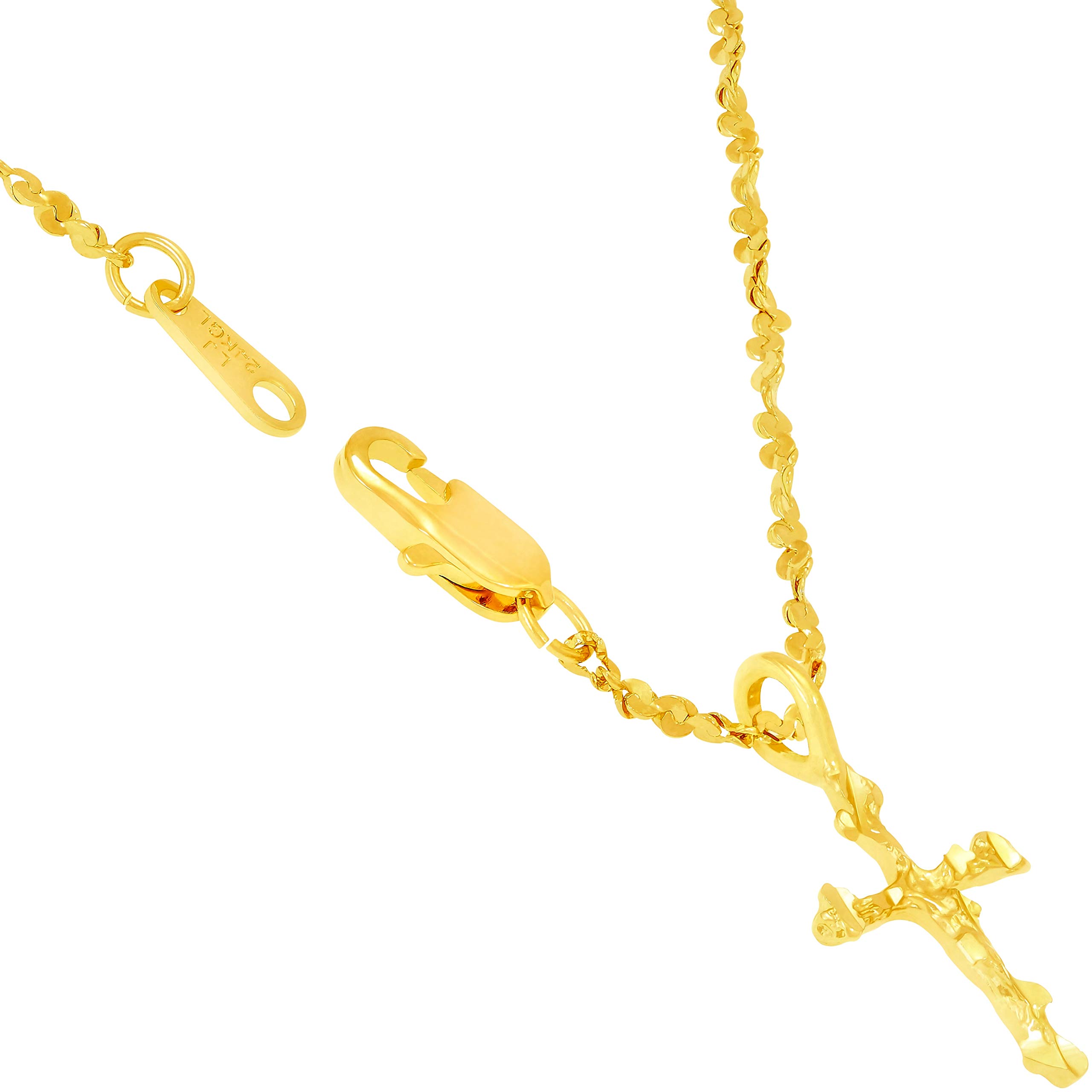 LIFETIME JEWELRY 24K Gold Plated Small Nugget Cross Pendant Necklace for Women & Men - Perfect for Everyday Wear, Gifts & Religious Occasions
