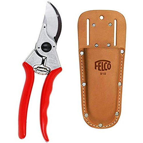 Felco F2 Professional Pruning Shears with Leather Clip & Belt Holster - Premium Garden Scissors for Tree Trimming, Plant Care & Landscaping - Ideal for Gardeners, Arborists & Outdoor Enthusiasts
