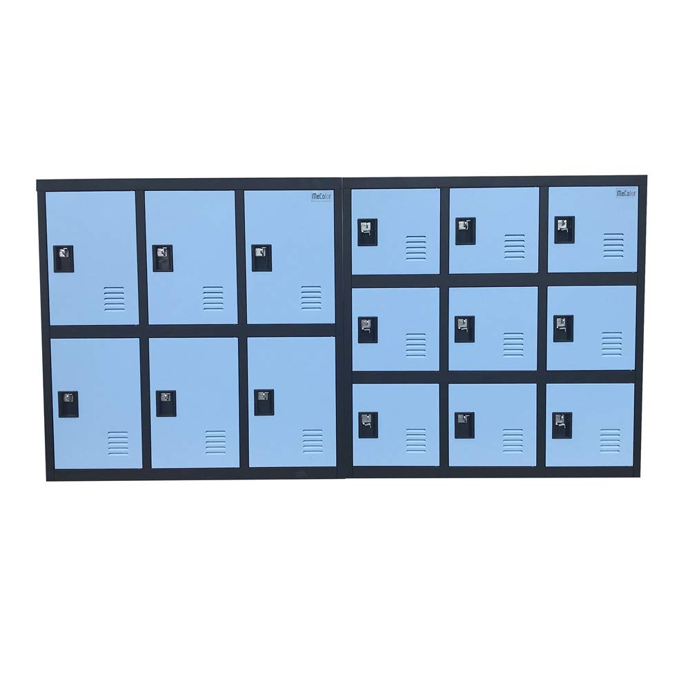 MECOLOR Metal Kids Locker for Girls - 6-Drawer Storage Organizer for Bedroom & Playroom - Holds Clothes, Bags, Toys, Books - Blue with Padlock - Perfect for School, Home, and Kids Room Organization