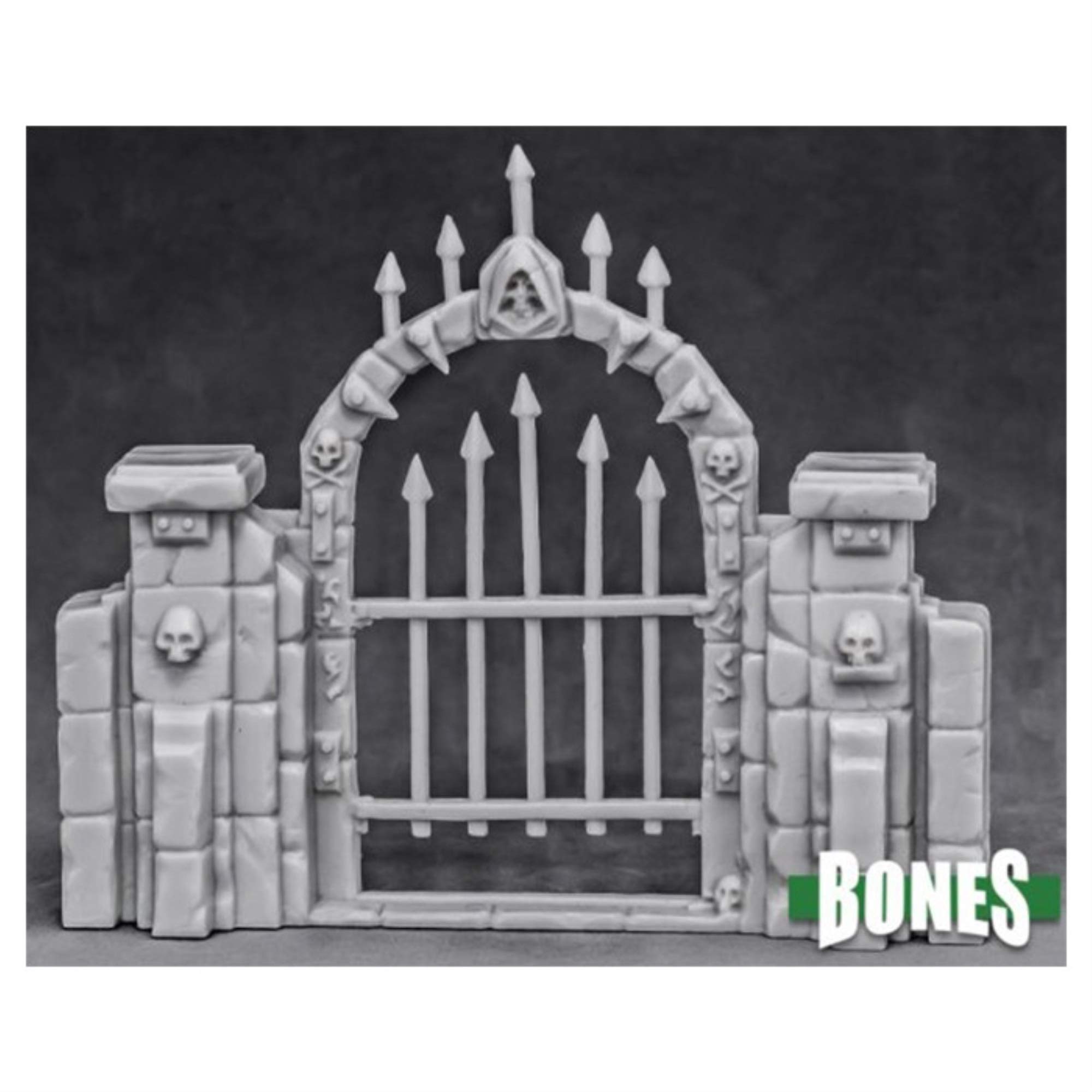 Reaper Miniatures Graveyard Fence Gate #77527 - Unpainted Plastic Scenery for Tabletop RPG, D&D, Warhammer & Wargaming Terrain - Perfect for Halloween & Gothic Horror Displays