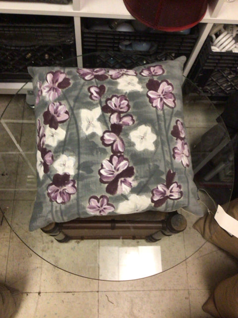 Bo Concepts Grey Floral Pattern Decorative Throw Pillow - Soft Cushion for Sofa, Bed & Home Decor