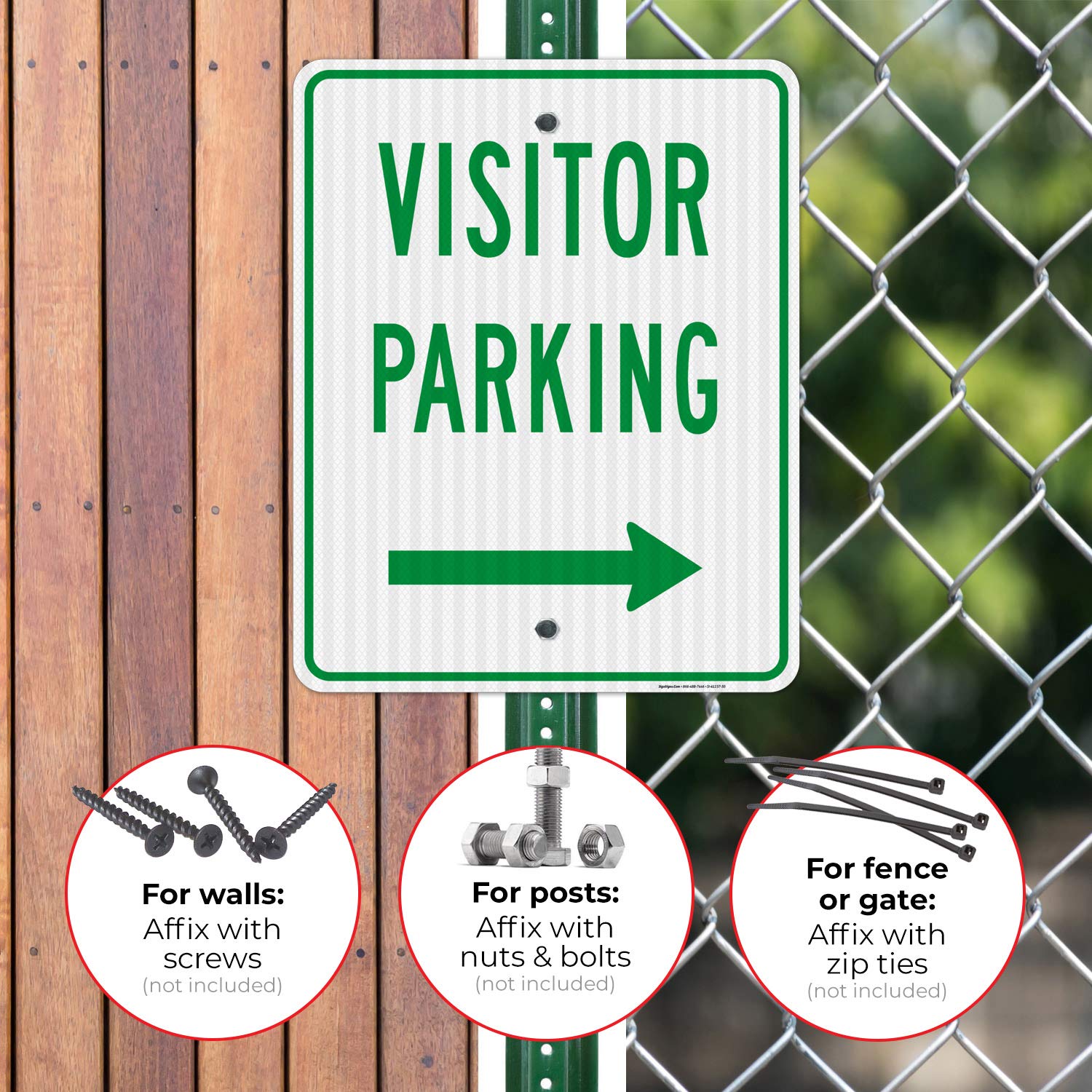 3M EGP Reflective Right Side Visitor Parking Sign - 24x30 Inches, .080 Aluminum, Fade Resistant & Easy Mounting - Perfect for Driveways, Parking Lots & Commercial Properties (Made in USA)