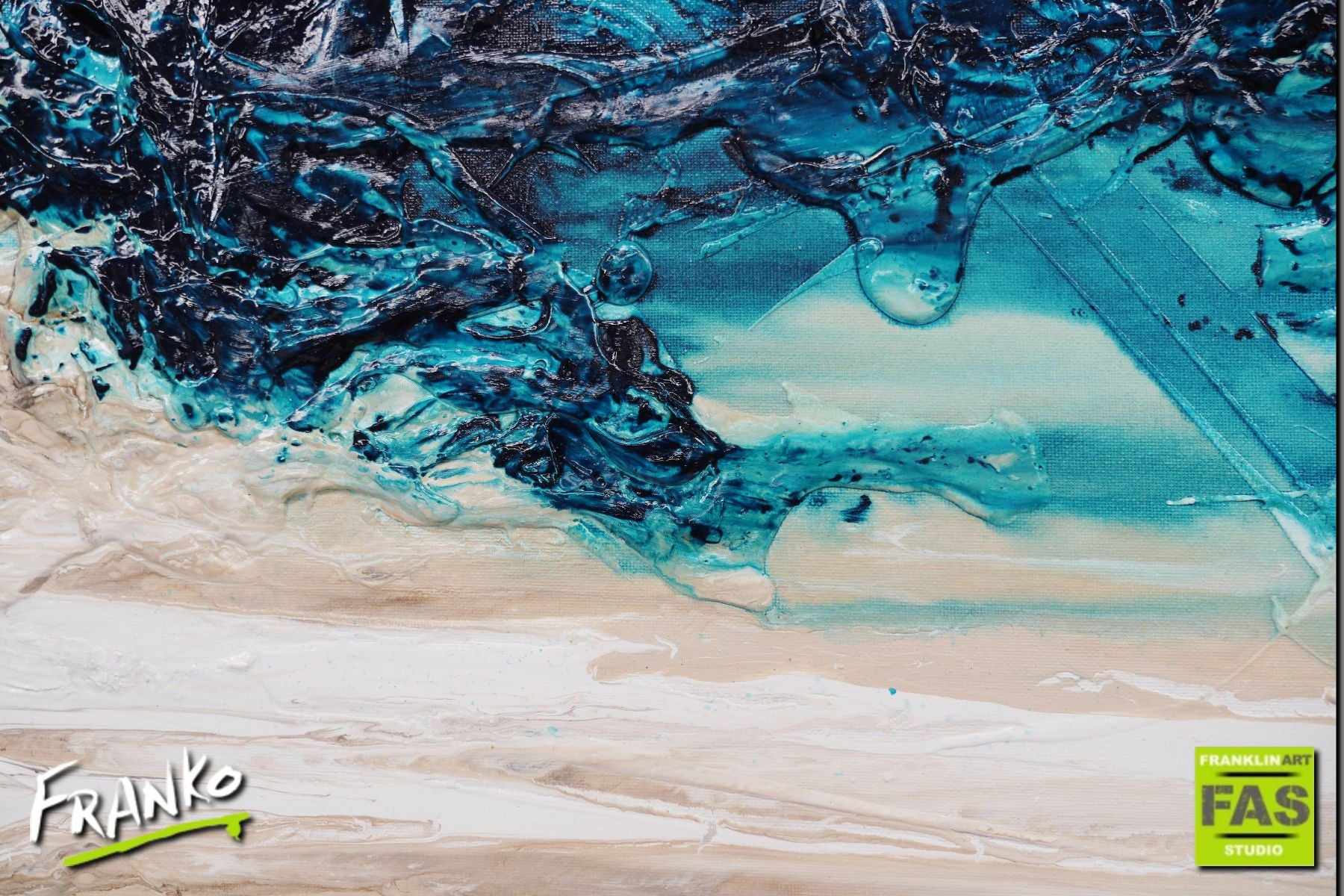 Abstract Turquoise Wall Art - Modern Home Decor for Living Room, Bedroom & Office | Handmade Canvas Painting
