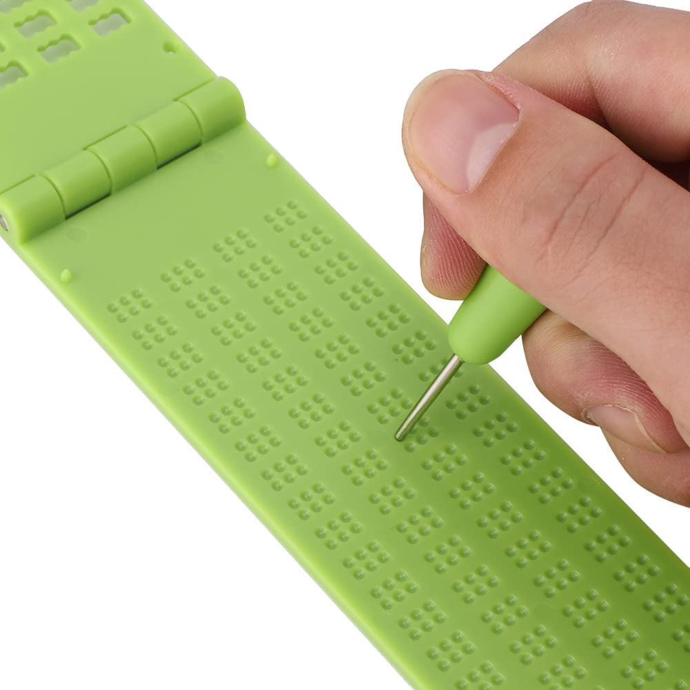 4 Lines 28 Cells Portable Plastic Braille Writing Slate with Stylus - Lightweight Braille Learning Tool for Students & Teachers - Perfect for Classroom, Home Study, and Travel Use