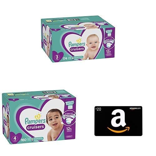 Premium Baby Diapers Size 3 (174 Count) & Size 4 (160 Count) Bundle with $20 Amazon Gift Card - Madonna with Child Design Greeting Card - Perfect for Newborn Essentials, Baby Showers & Parenting Gifts