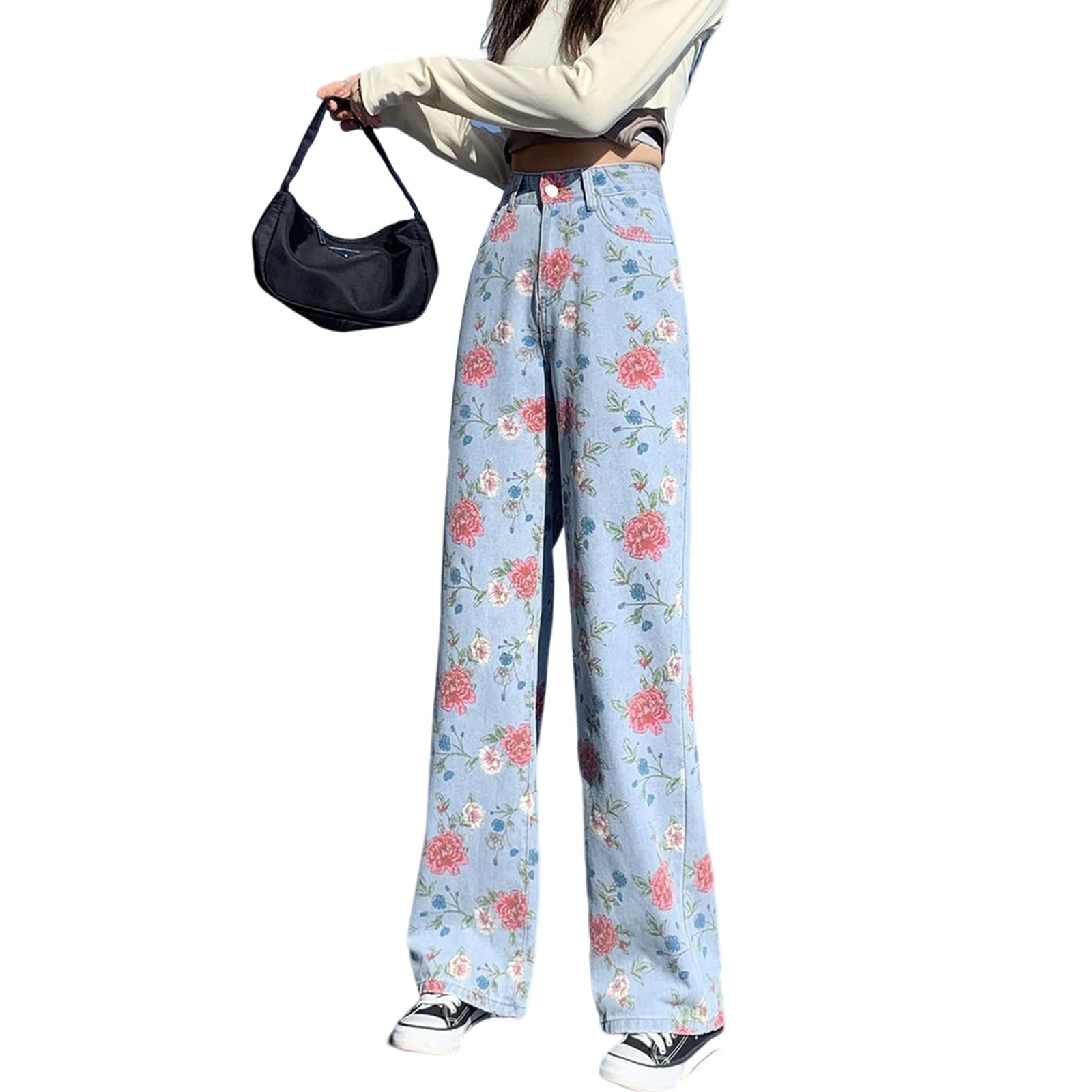 Vintage 90s Mom Jeans for Women - High Waist Baggy Denim Pants for Casual Outfits