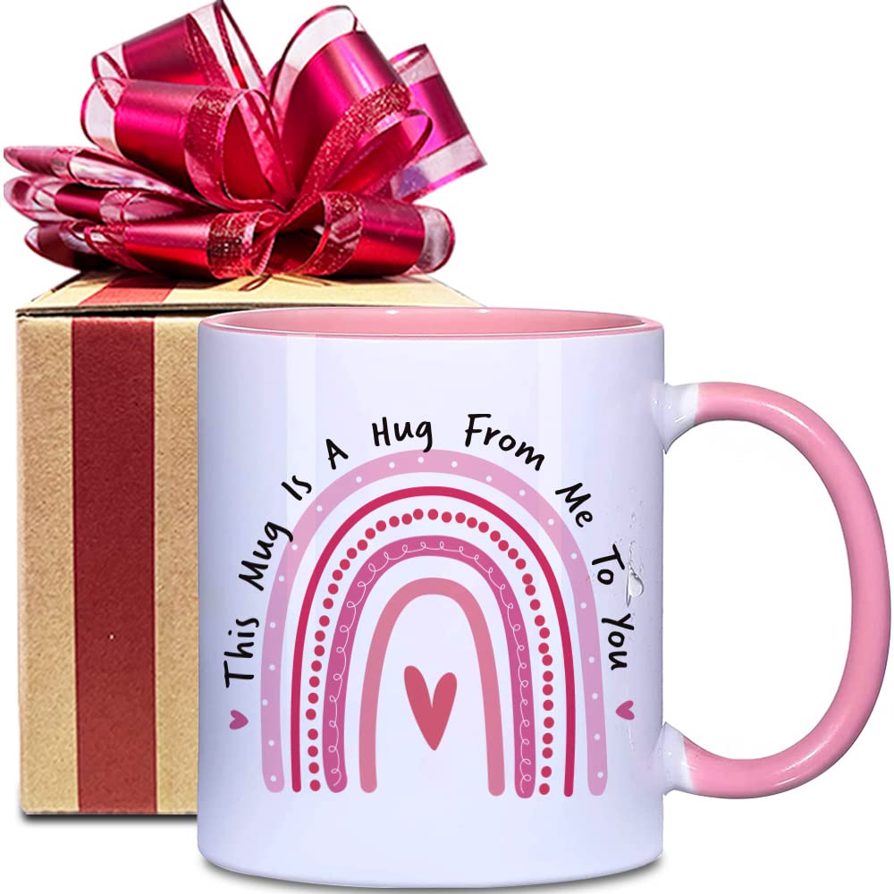 This Mug is A Hug from Me to You - Thoughtful Birthday Gift for Friend, Mothers Day Present, Long Distance Friendship Keepsake for Best Friend or Sister, Cancer Get Well Soon Encouragement Mug for Coffee & Tea Lovers