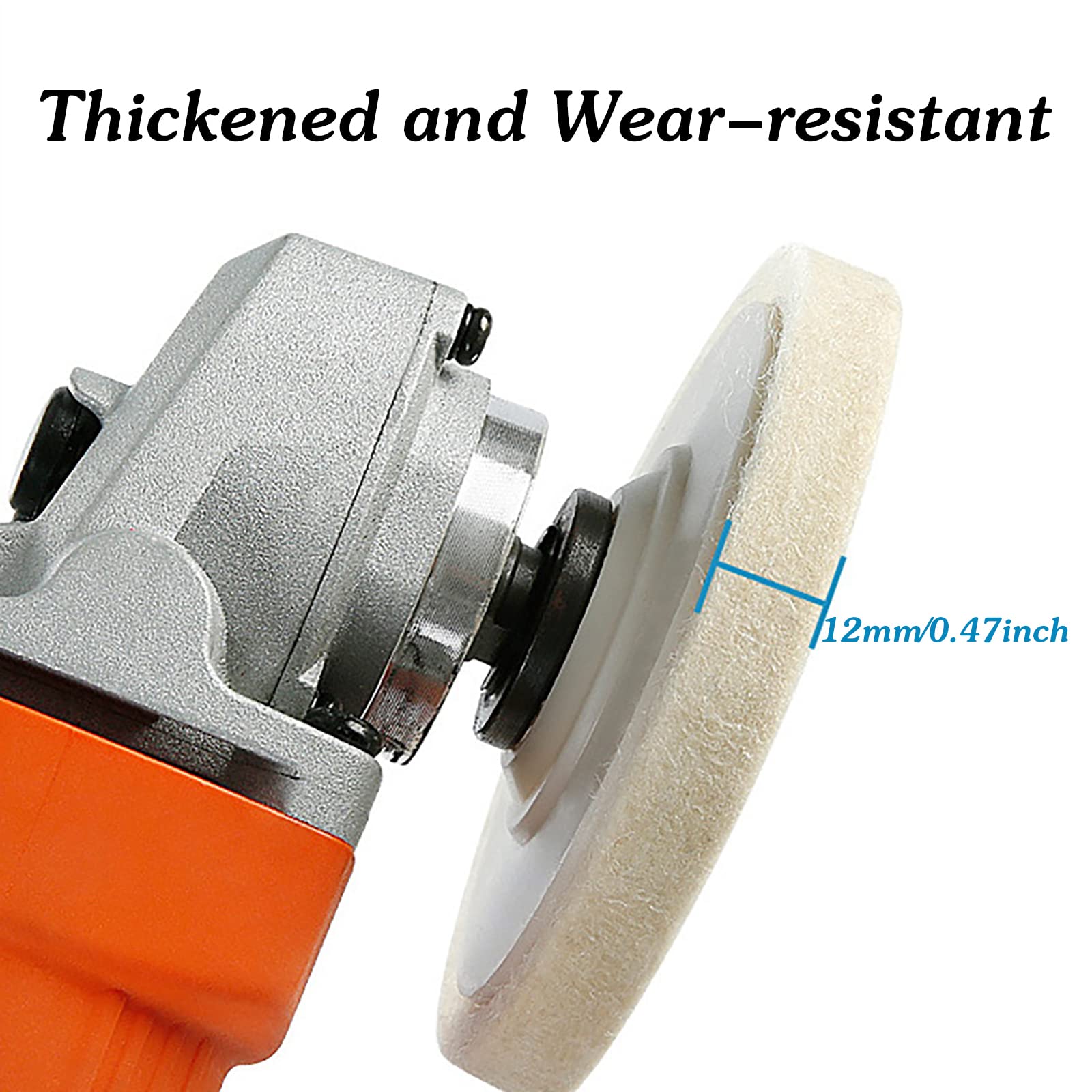 4 Inch Wool Polishing Wheel Disc with Drill Angle Grinder Adapter - 12 Pack Durable Felt Buffing Pads for Metal, Wood & Jewelry Polishing - Perfect for Angle Grinders & DIY Projects