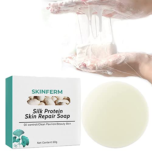 Skinferm Silk Protein & Collagen Milk Whitening Soap - Brightening, Acne Removal & Anti-Cellulite Treatment for Face & Body - Gentle Skin Firming Cleanser (Round, 1pc) | Perfect for Daily Skincare Routine & Spa Treatments