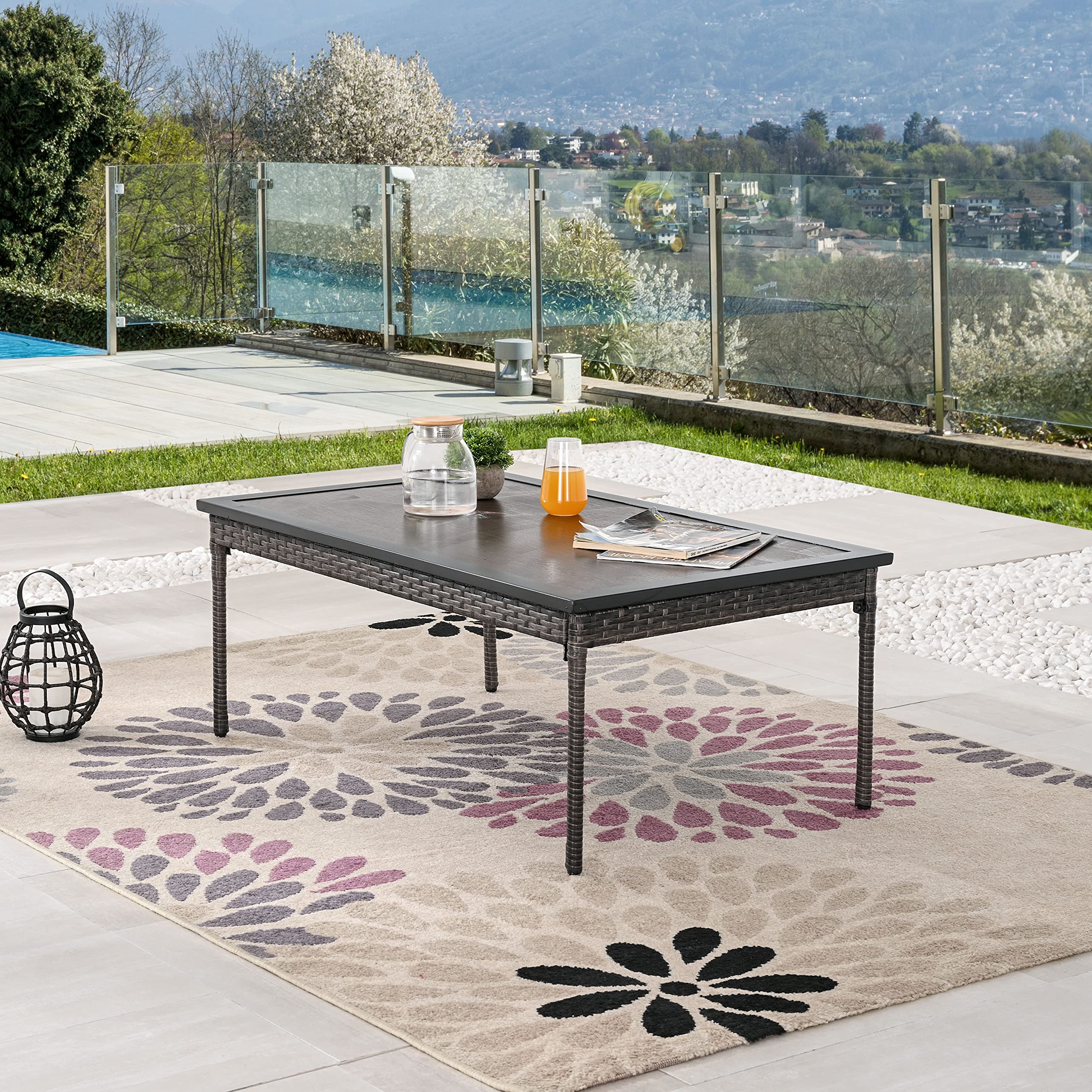 LOKATSE HOME Outdoor Rectangle Coffee Table - Weather-Resistant Brown Wooden Table for Backyard, Deck, Garden & Porch | Perfect for Patio Furniture, Poolside Lounging & Outdoor Entertaining