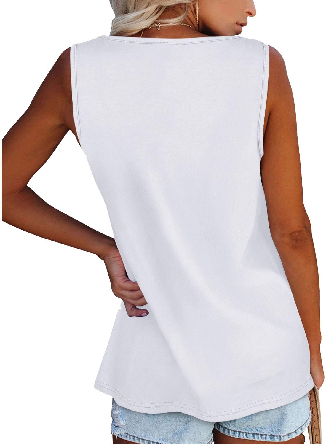 WIHOLL Women's Summer Sleeveless Henley Tank Top - Casual Button Down Tunic Blouse for Beach, Travel & Everyday Wear