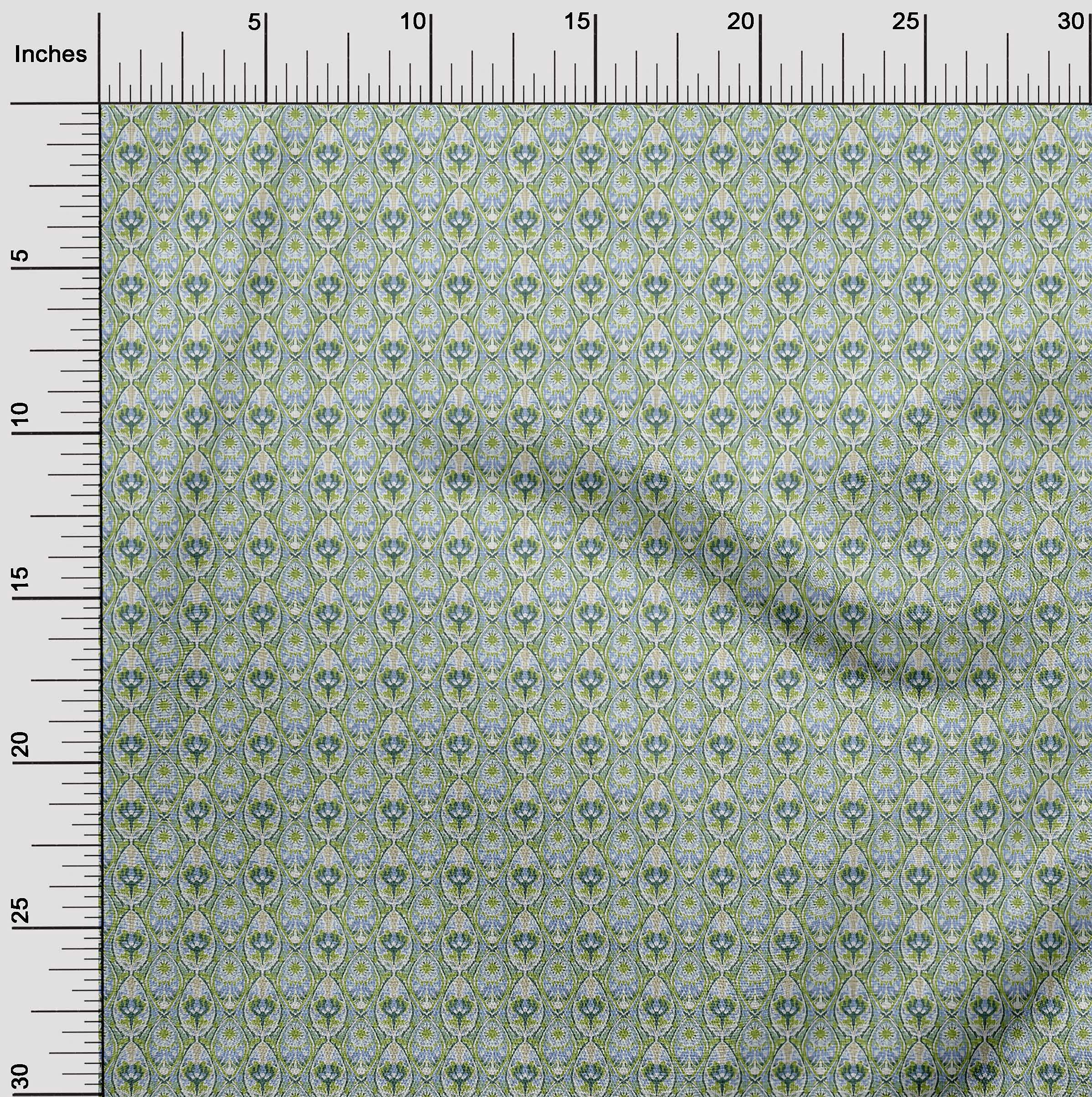 Premium Stretch Polyester Spandex Lime Green Printed Fabric - 56