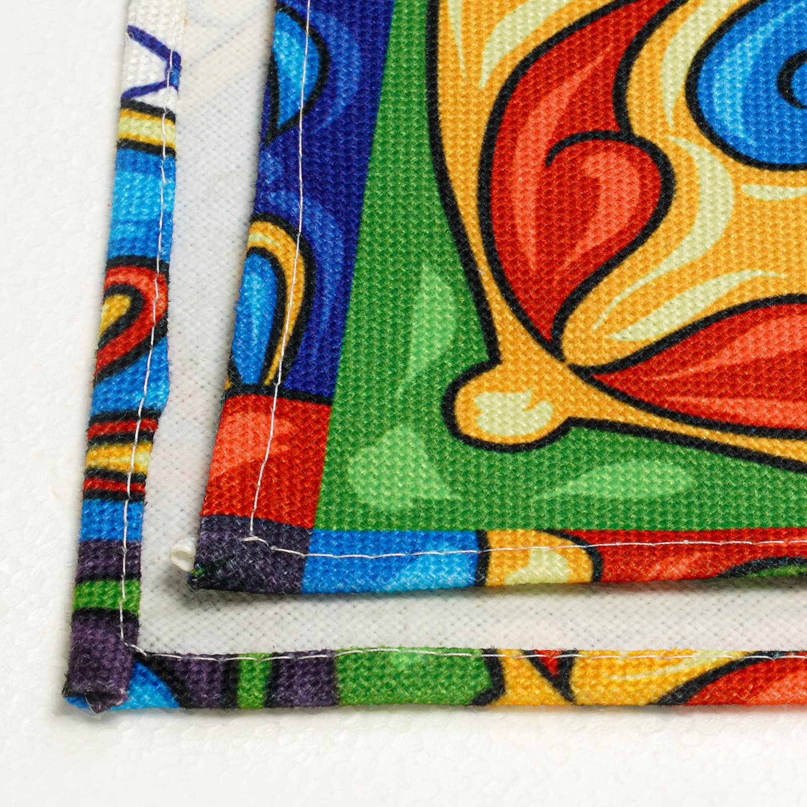 Authentic Mexican Talavera Ceramic Tile Pattern Linen Table Runner - 13