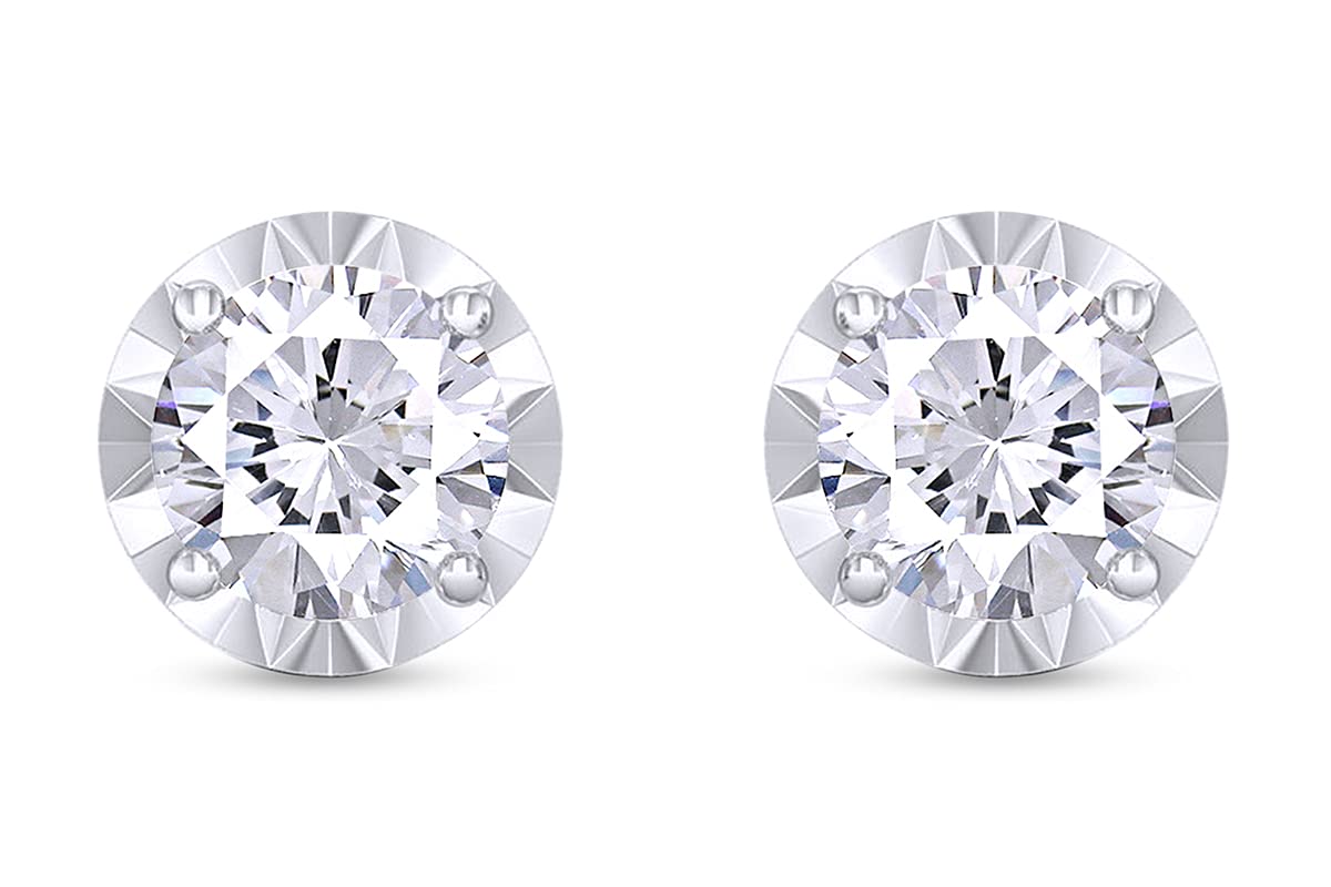 1/4 Carat Round Cut White Natural Diamond Stud Earrings - 14k Gold Plated 925 Sterling Silver Solitaire Jewelry for Women (I2-I3 Clarity, I-J Color, 0.25 CTW) | Perfect for Weddings, Anniversaries & Everyday Elegance
