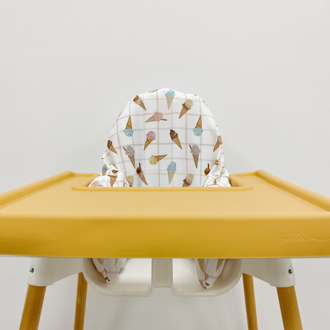 IKEA High Chair Cushion Cover - Ice Cream Parlour Design | Soft & Washable Baby Feeding Seat Cover | Perfect for Dining, Kitchen & Nursery Decor