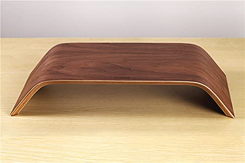 Baile Wood Monitor & Laptop Stand - Adjustable Desktop Riser for iMac, PC, Notebook (Walnut/Black) - Ergonomic Computer Holder for Home Office & Workspace Organization