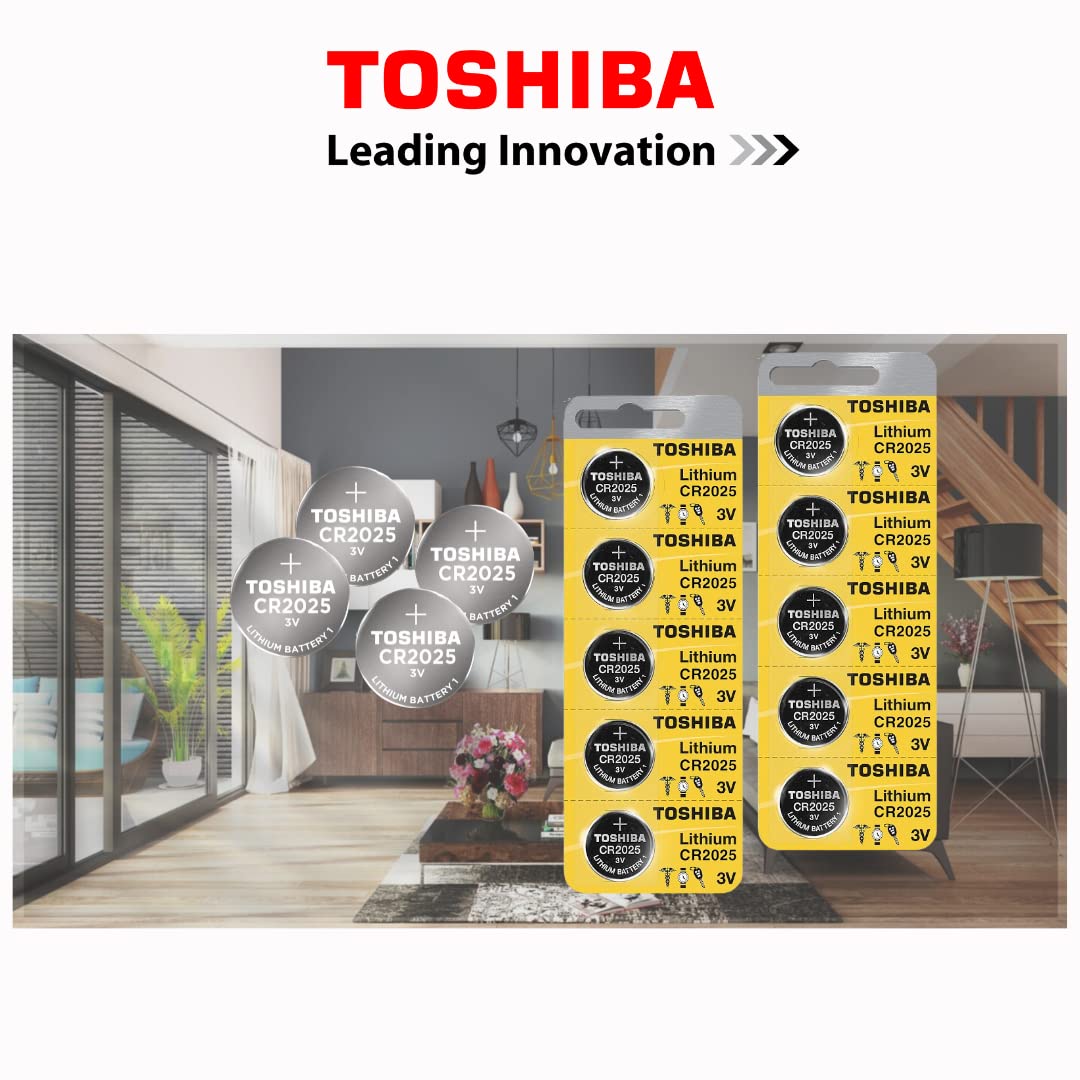 Toshiba CR2025 3V Lithium Coin Battery - 20 Pack | Long-Lasting Power for Watches, Key Fobs, Calculators & Medical Devices