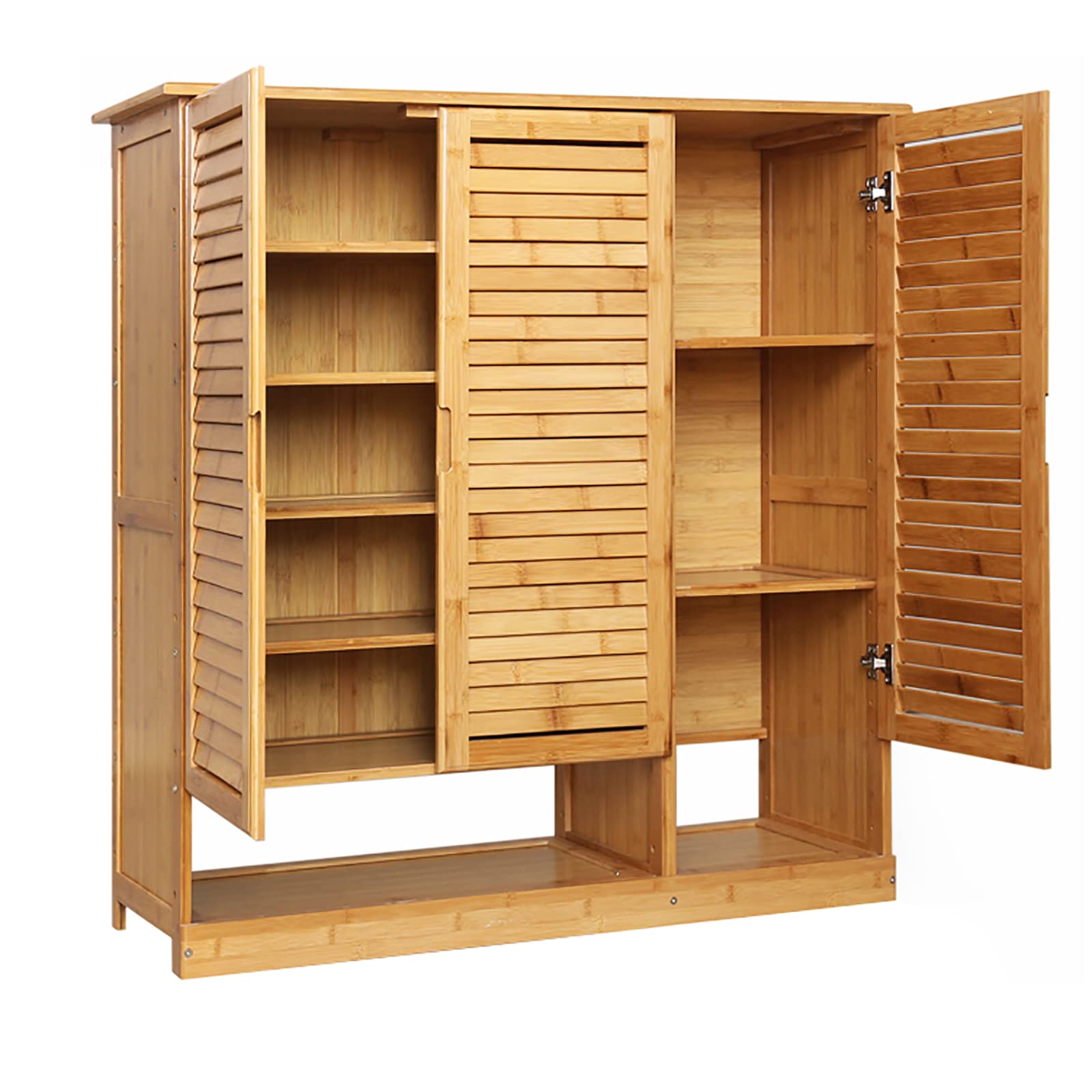 Bamboo Shoe Storage Cabinet with Doors - Rustic Entryway Shoe Organizer & Storage Solution for Hallway, Closet, or Mudroom Organization