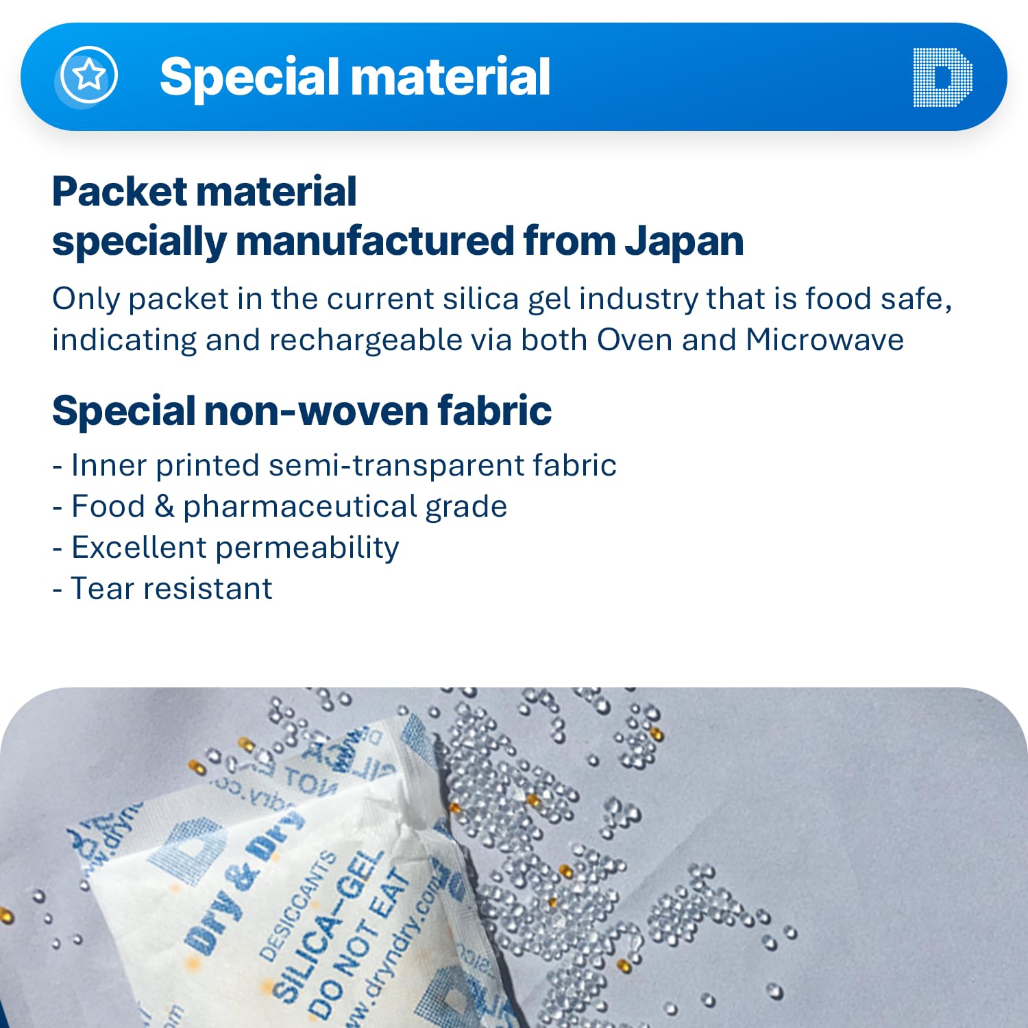 Dry & Dry 100 Gram [200 Packs] Orange Indicating Silica Gel Packets (Turns Dark Green When Saturated) - Food Safe, Rechargeable Desiccant for Moisture Protection | Ideal for Food Storage, Electronics, Documents & Travel Essentials