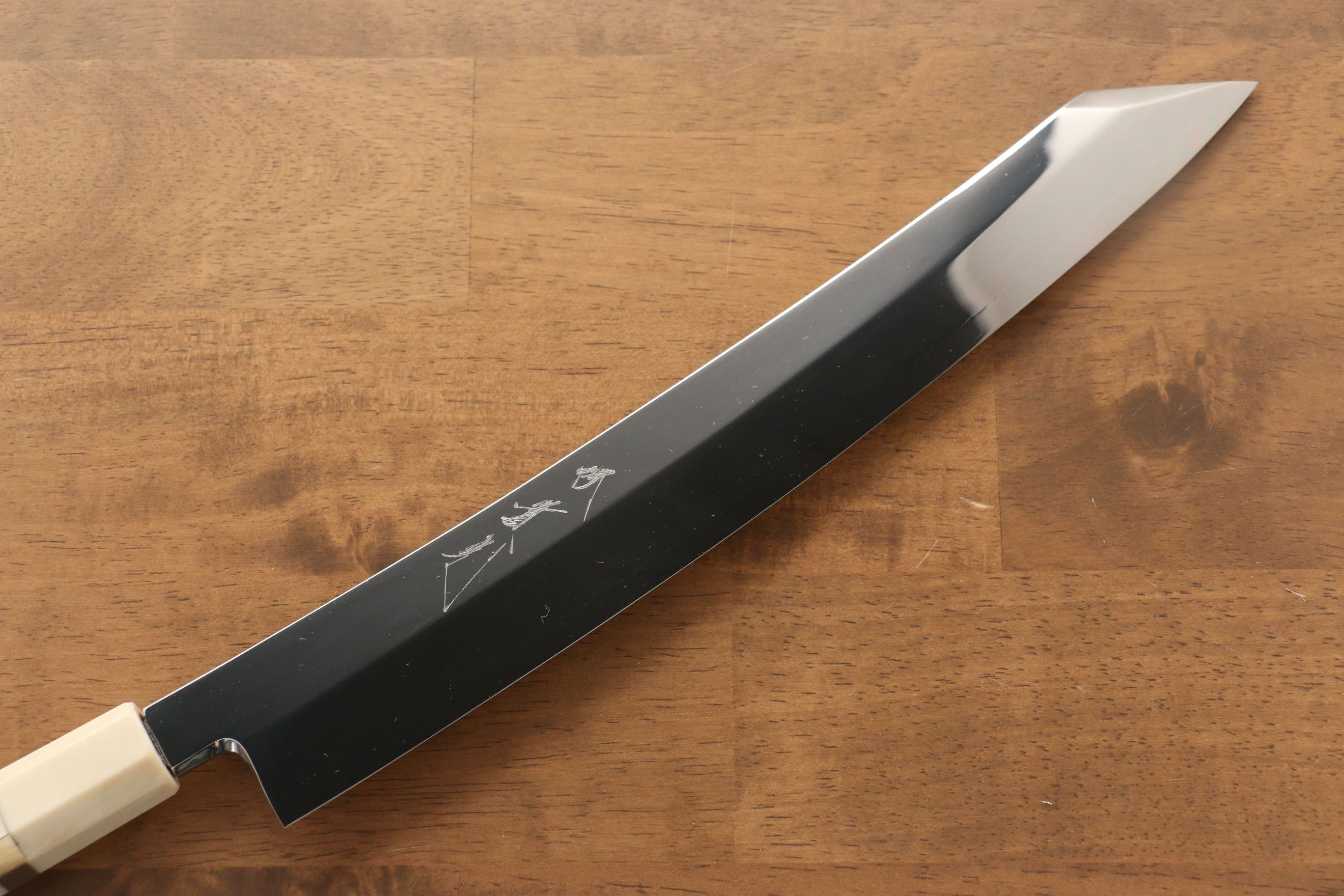 Premium Jikko Silver Steel No.3 Kiritsuke Yanagiba Knife 300mm - Mirror Finish, Ebony Wood Handle with Ring - Perfect for Sushi Chefs & Japanese Cuisine Lovers