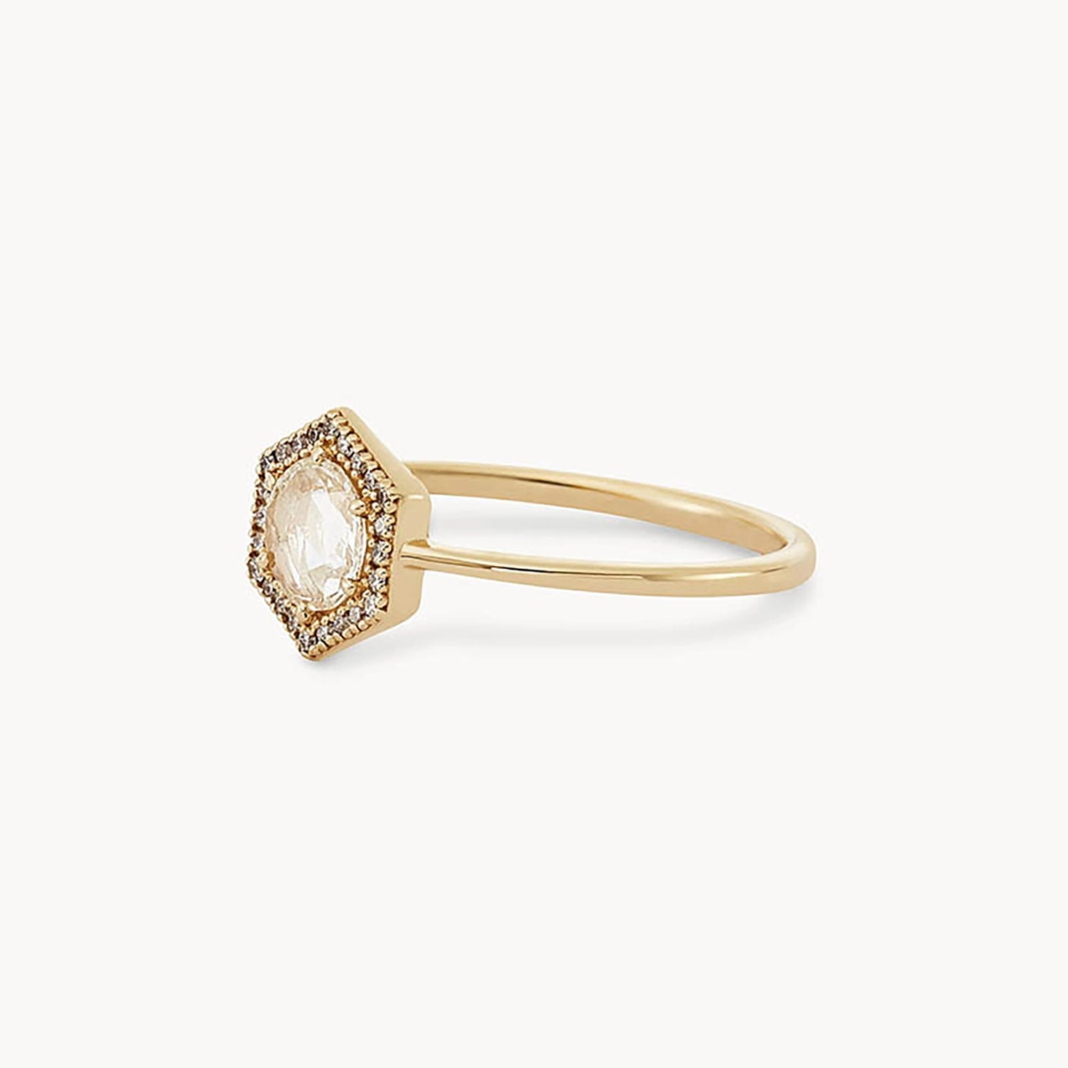 14K Yellow Gold Capella Ring with Rose Cut White Diamond – Elegant Jewelry for Weddings, Anniversaries & Special Occasions