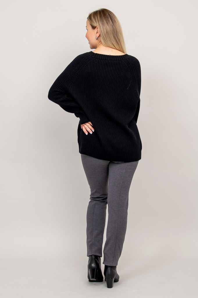 Premium Davis Sweater for Men & Women - Soft Cotton Knit Pullover in Classic Black | Cozy Winter Wear, Casual Outfits & Layering Essential