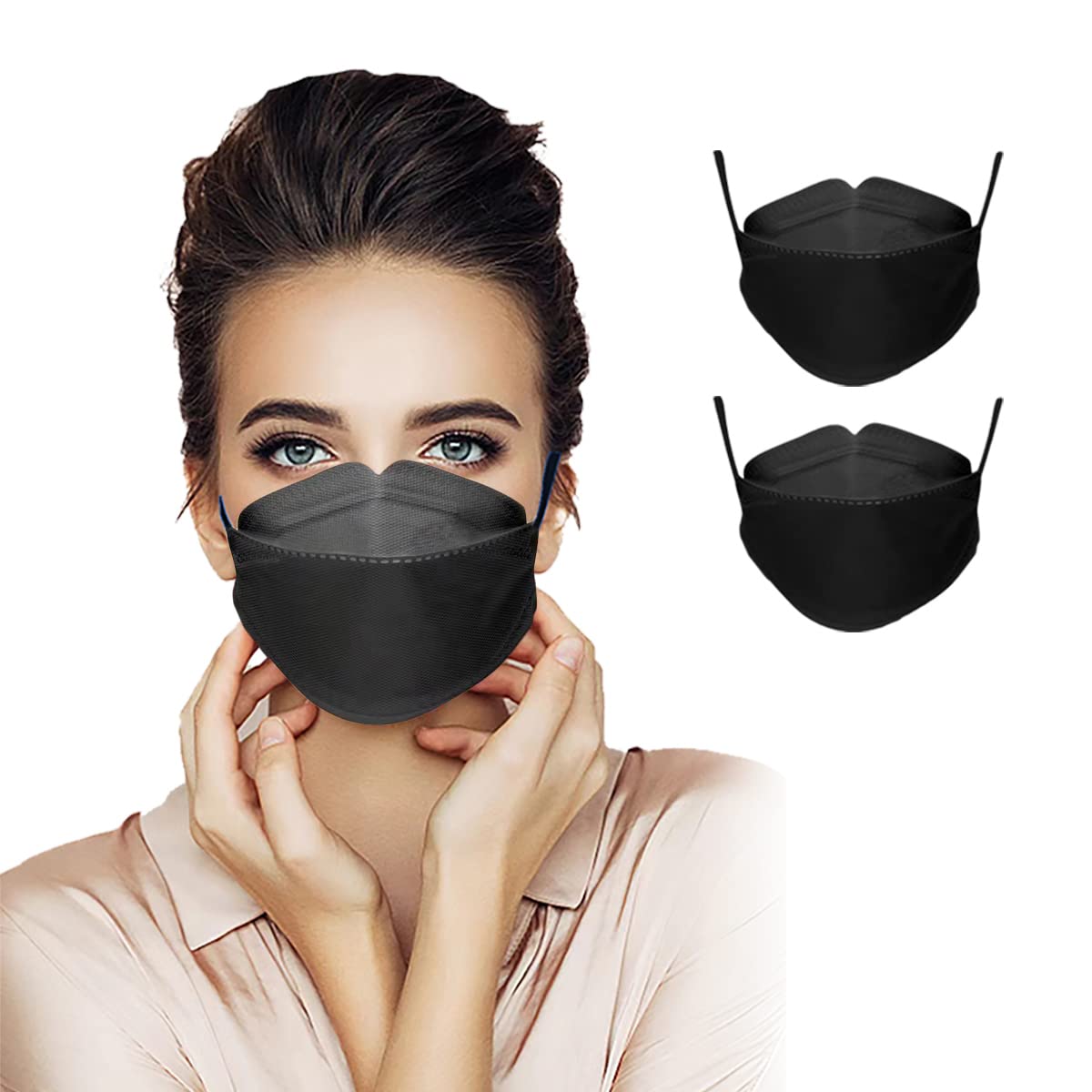 KF94 Face Mask 4-Ply Disposable for Adults - 3D Fish Shape Design, Breathable Non-Woven Fabric - Perfect for Daily Protection, Travel & Public Spaces