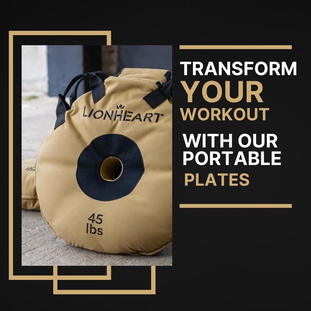 Lionheart Sand Bag Weight Plates Set - Unfilled 10-45 lb Home Gym Bumper Plates for Strength Training, CrossFit & Travel Fitness (Set of 2) | Durable Workout Sandbags for Indoor/Outdoor Exercise & Functional Training