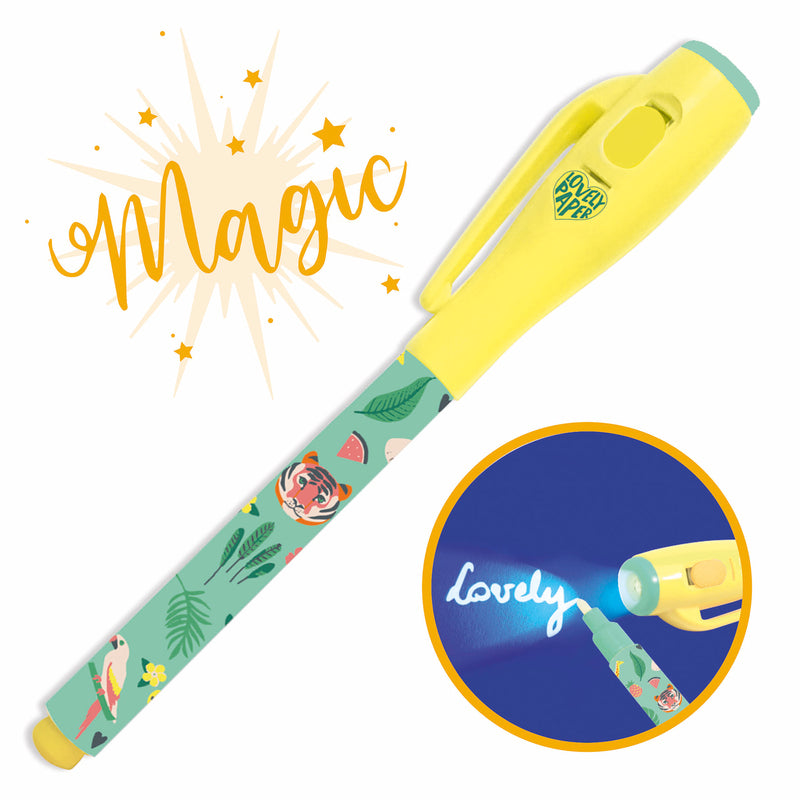 Djeco Magic Message Pen - Tiger Tropic Design | Creative Writing & Secret Notes for Kids | Perfect for Birthday Gifts & School Activities