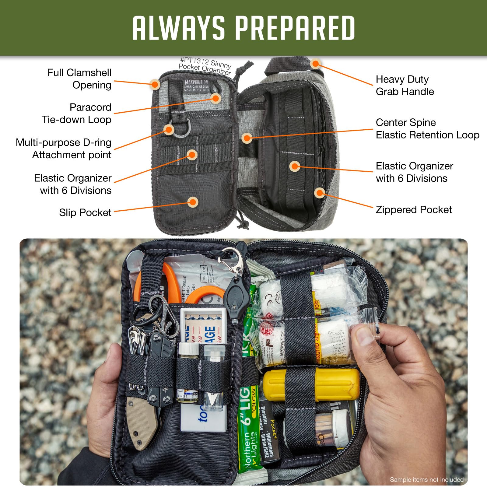 MAXPEDITION Skinny Pocket Organizer - Compact EDC Gear Pouch for Wallet, Knife, Flashlight & Essentials | Perfect for Outdoor, Travel & Everyday Carry (EDC)