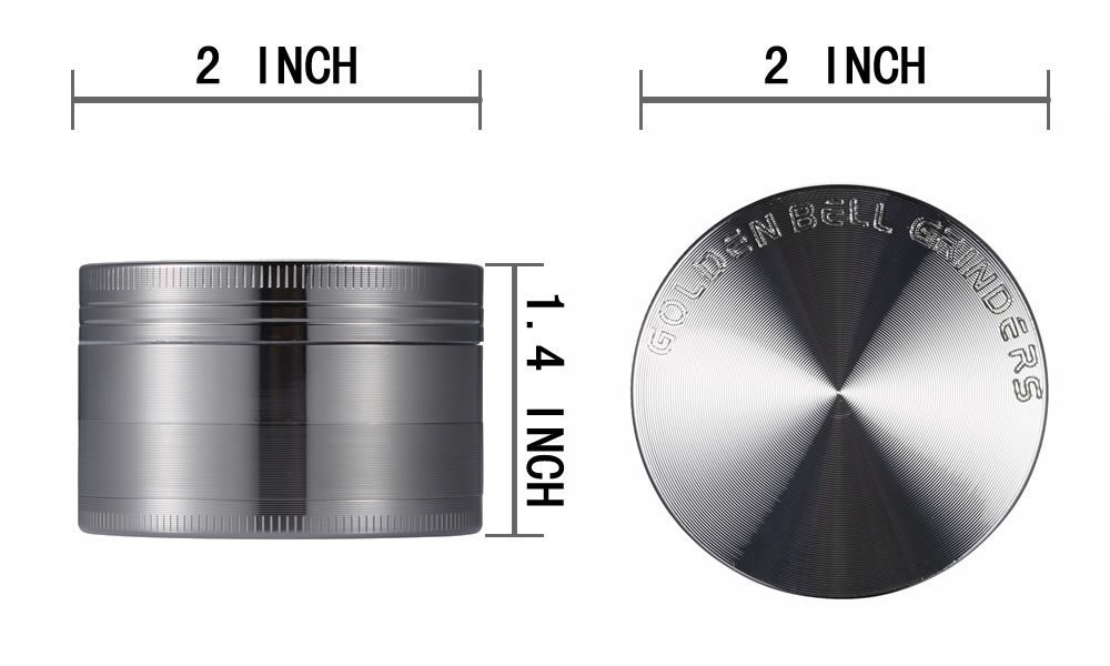 LIHAO 2 Inch Metal Herb Grinder for Spices - 4 Piece 5cm Black Nickel - Perfect for Grinding Herbs, Spices & Tobacco at Home, Camping or Travel