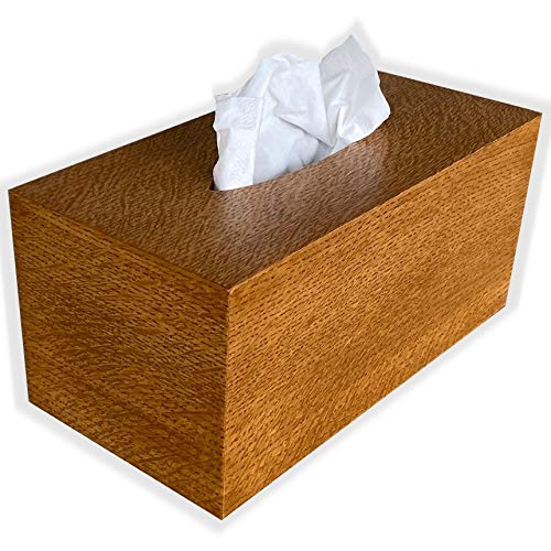 White Oak Wood Veneer Rectangular Tissue Box Cover - Regular Size with Puffs Opening & Bottom - Home & Office Decor, Bathroom & Living Room Organizer