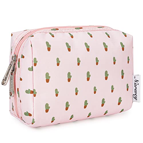 Small Travel Makeup Bag for Women - Mini Cosmetic Pouch for Purse & Toiletry Organizer | Perfect for Girls' Daily Essentials & Vacation Trips (Cactus Design, Compact Size)