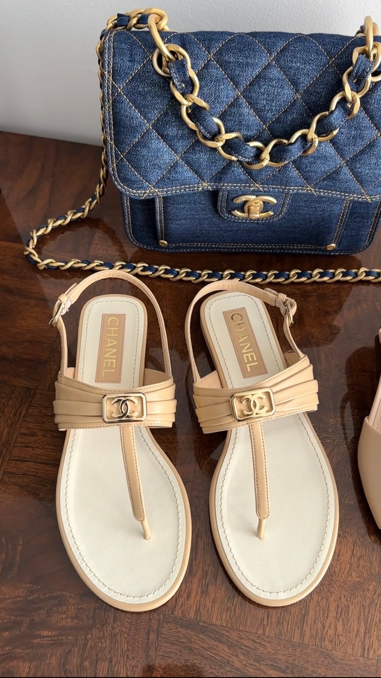 Chanel Beige Leather CC Logo Thong Sandals Size 37.5 - Luxury Designer Flip Flops for Women | Perfect for Beach, Poolside & Summer Vacations