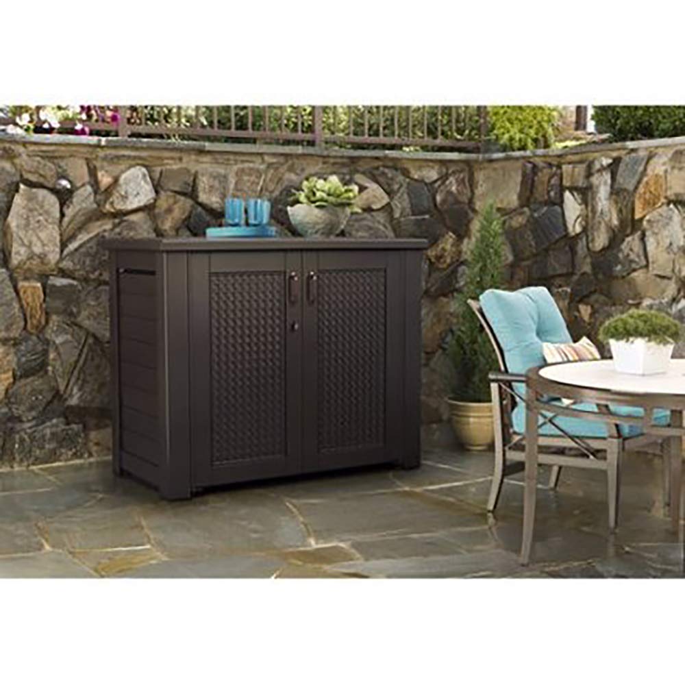 Rubbermaid 123 Gallon Weather-Resistant Outdoor Storage Cabinet - Brown, Organizer for Pool Chemicals, Garden Tools, Toys, Patio Cushions & More - Perfect for Backyard, Porch & Home Organization