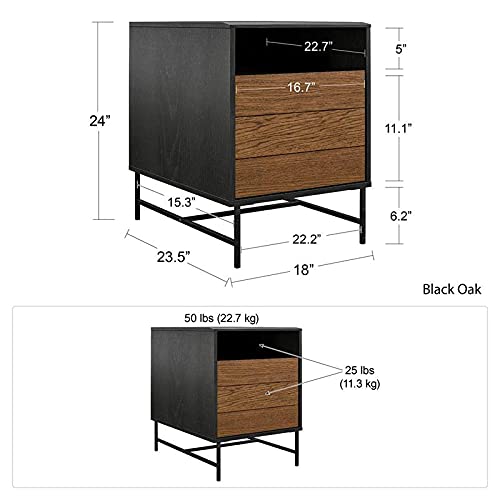 Ameriwood Home Reznor End Table - Black Oak Finish, Small Side Table for Living Room, Bedroom, or Office - Modern Nightstand with Sturdy Wood Construction