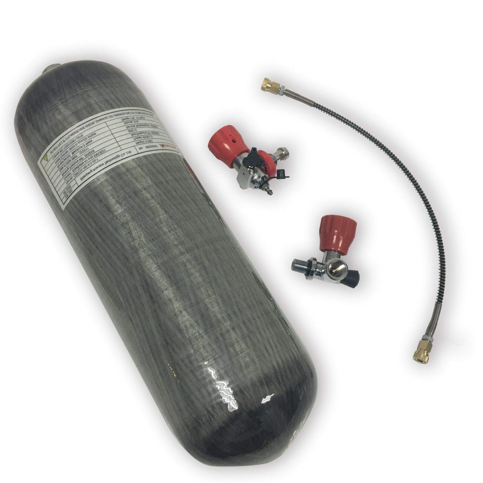 Acecare 9L Carbon Fiber PCP Air Tank - 30Mpa (4350 PSI) High Pressure Cylinder for Paintball, Air Rifles & Scuba - 86 cu ft Portable Charging System (Empty) - Perfect for Outdoor Sports, Diving & Tactical Gear Refills