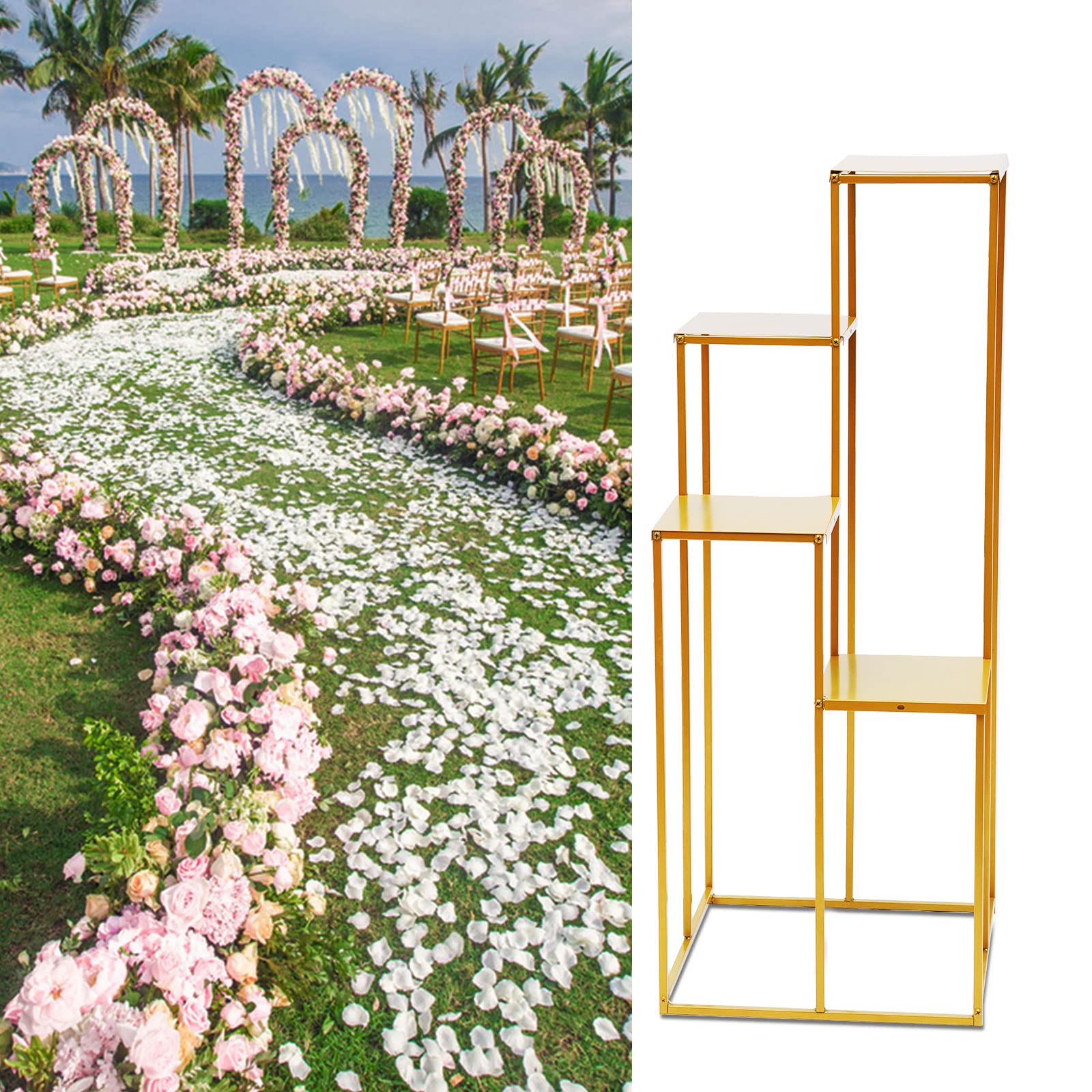 Eapmic Geometric Metal Flower Stand - Modern Floor Vase for Wedding Centerpieces, Tabletop Flower Arrangement & Event Decor - Perfect for Wedding Receptions, Banquets & Home Decor