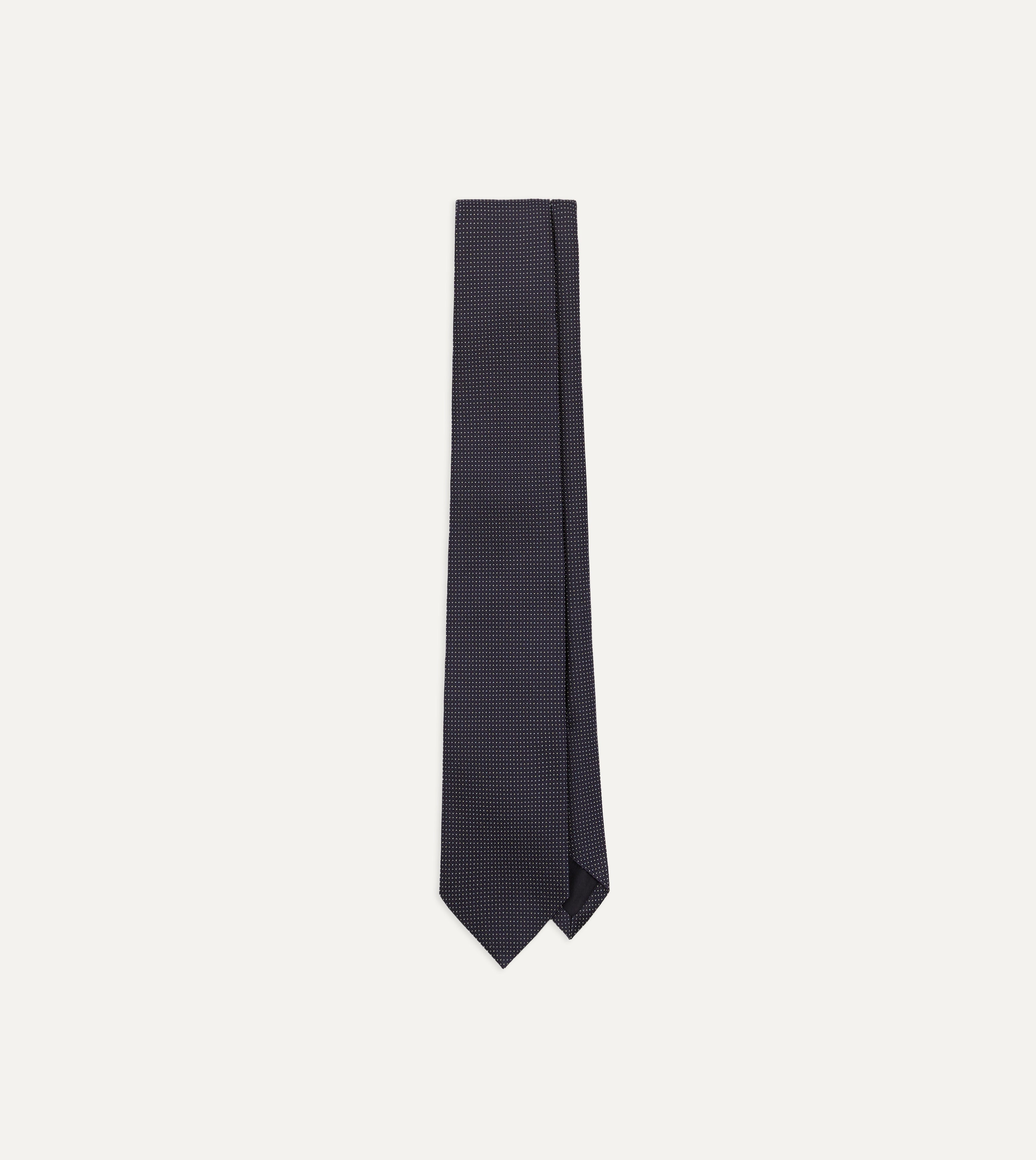 Navy Blue Micro Polka Dot Embroidered Silk Tie for Men - Perfect for Weddings, Business Meetings & Formal Occasions