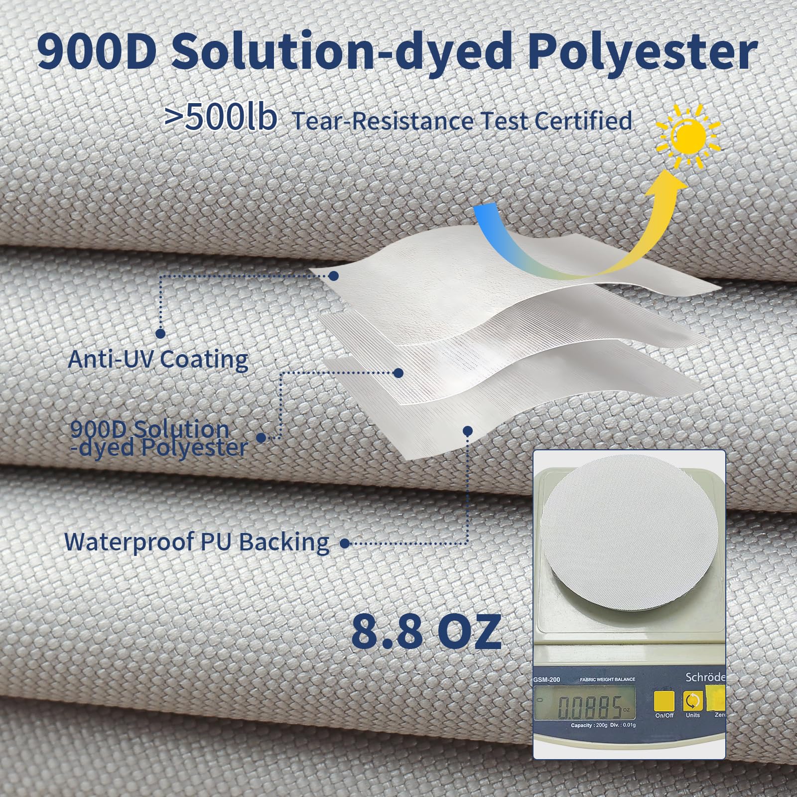 900D Waterproof Boat Cover for Center Console Boats 22'-24' - Heavy Duty Tear-Resistant Marine Cover with Motor Protection & 13-19 Windproof Straps (Gray, Fits up to 108