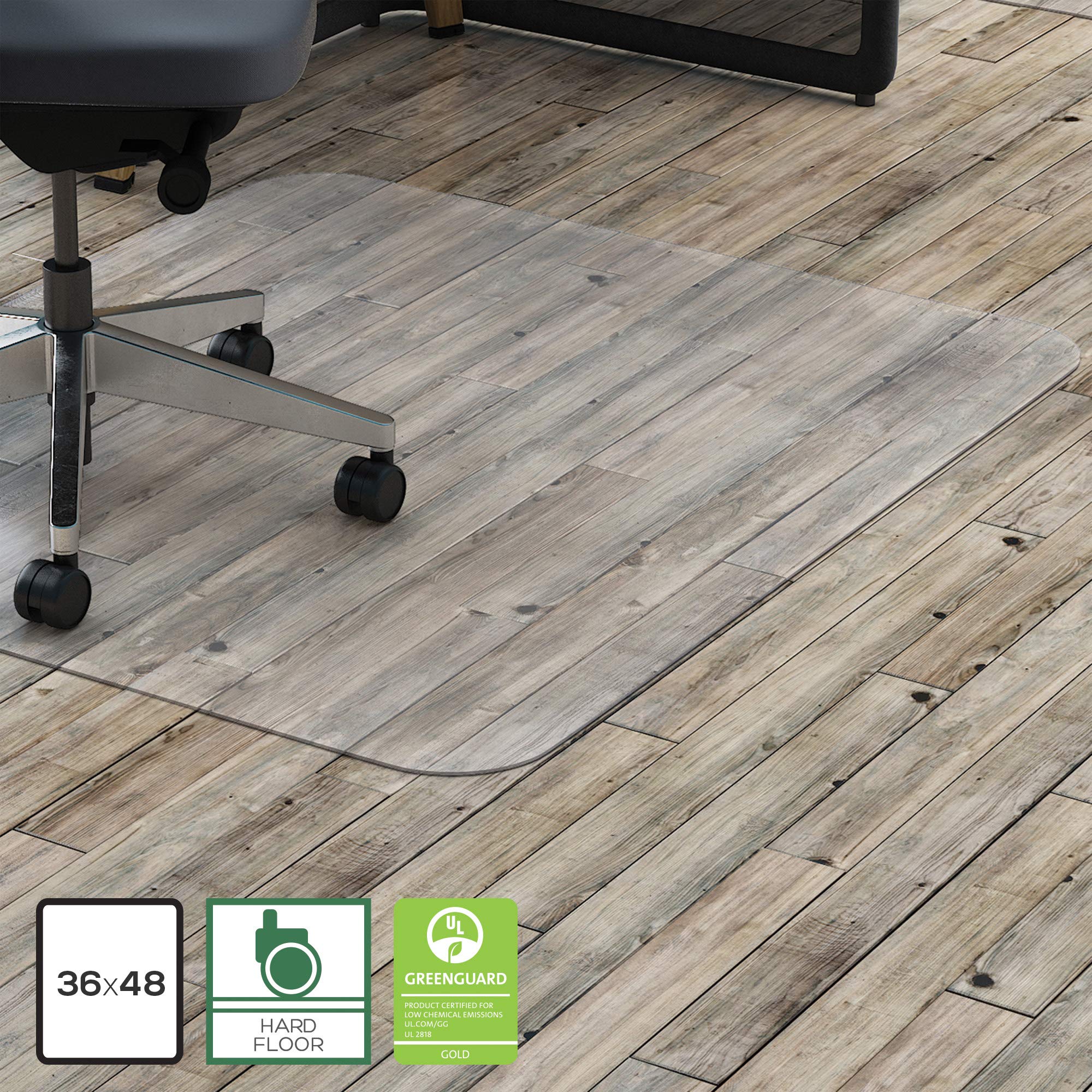 Lorell LLR69707 Clear Polycarbonate Hard Floor Chair Mat for Office & Home Use - Durable Rectangular Desk Chair Mat Protects Floors from Scratches & Rolling Chairs