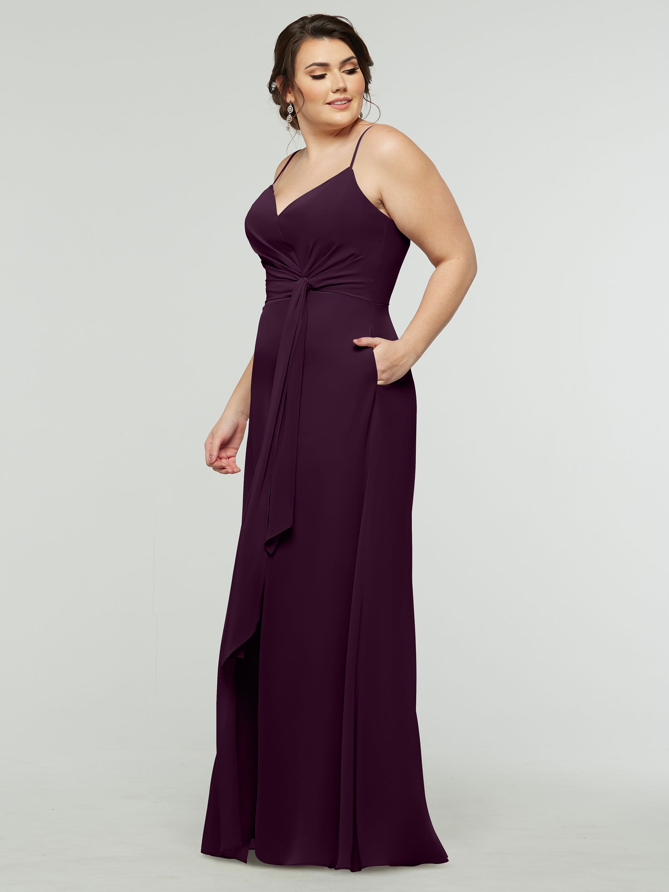 Elegant 80182 Chiffon A-Line Bridesmaid Dress with V-Neck & Spaghetti Straps - Perfect for Weddings, Formal Events & Special Occasions