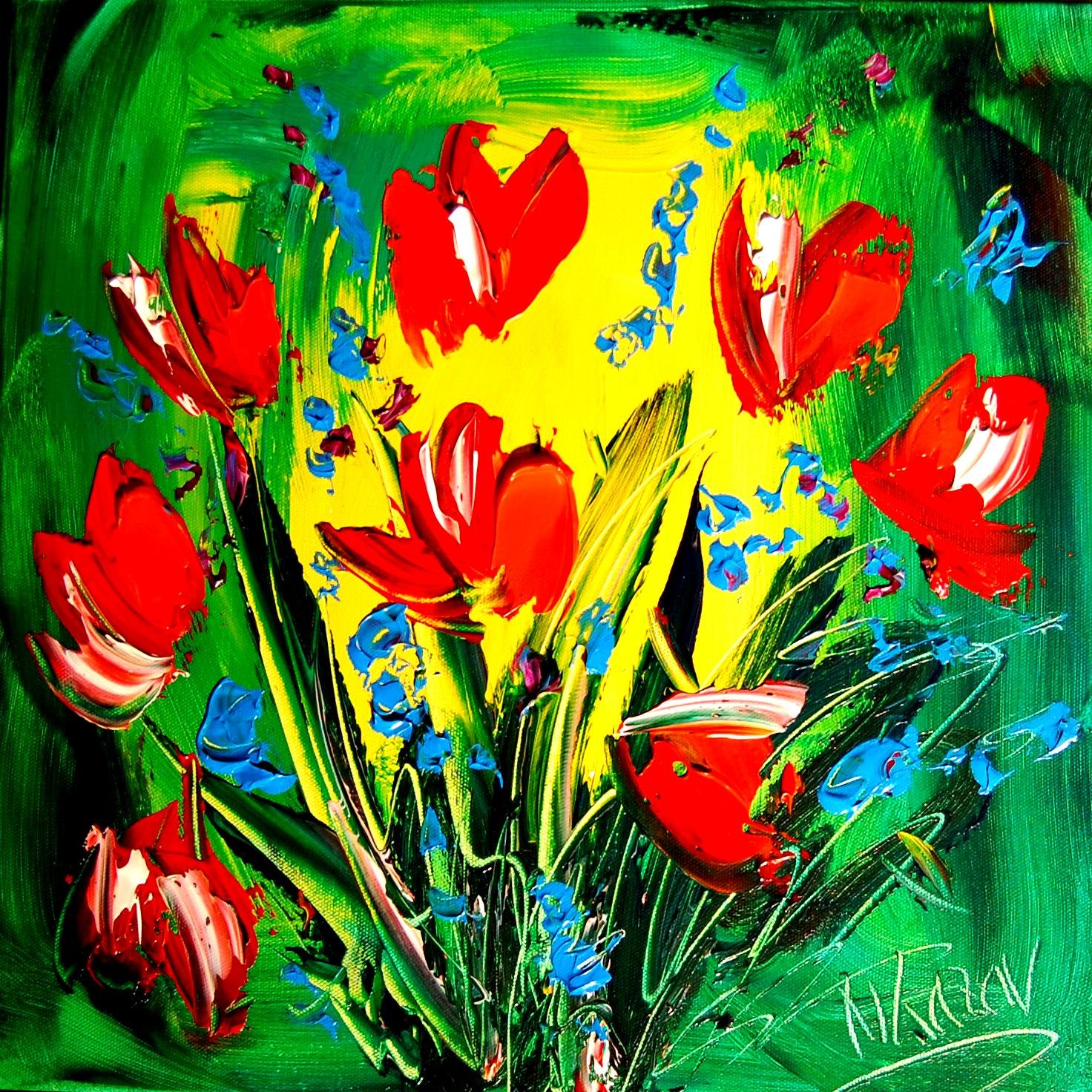 Modern Abstract Bridge Wall Art - Hand Painted Oil Painting by Mark Kazav - Impressionist Home Decor for Living Room, Bedroom & Office